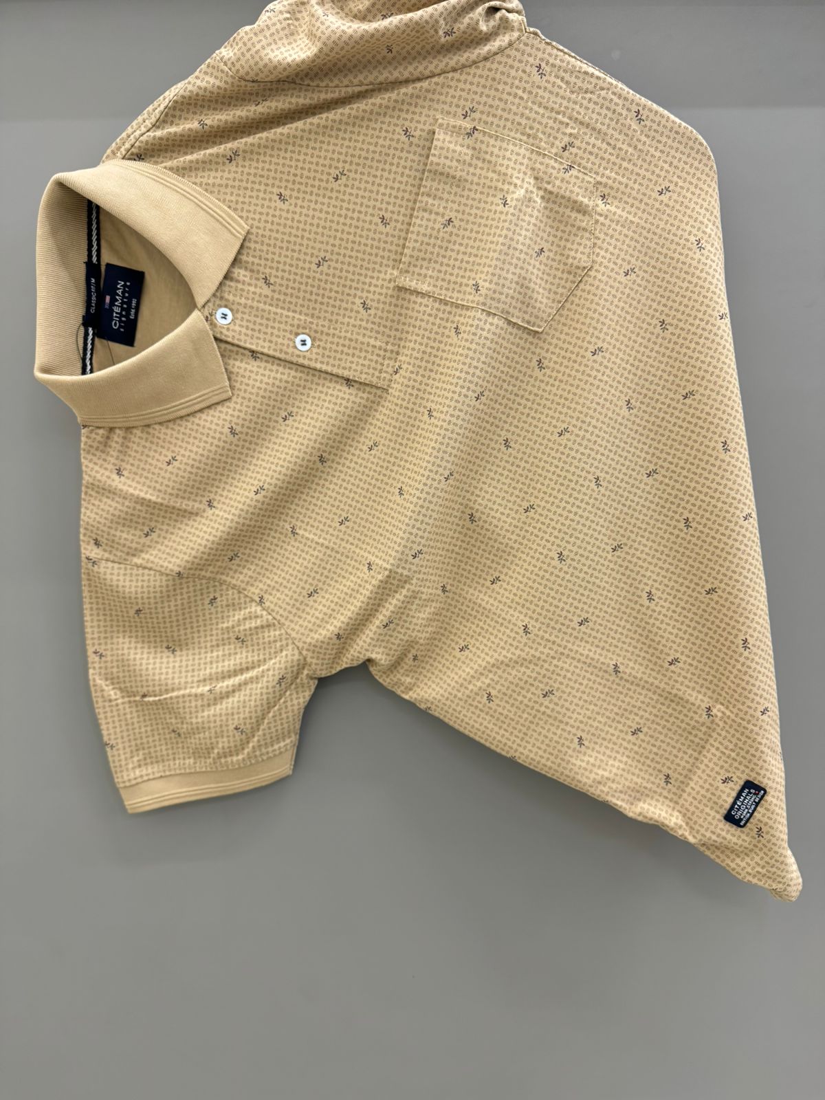 Cream Polo T-shirts With Pocket