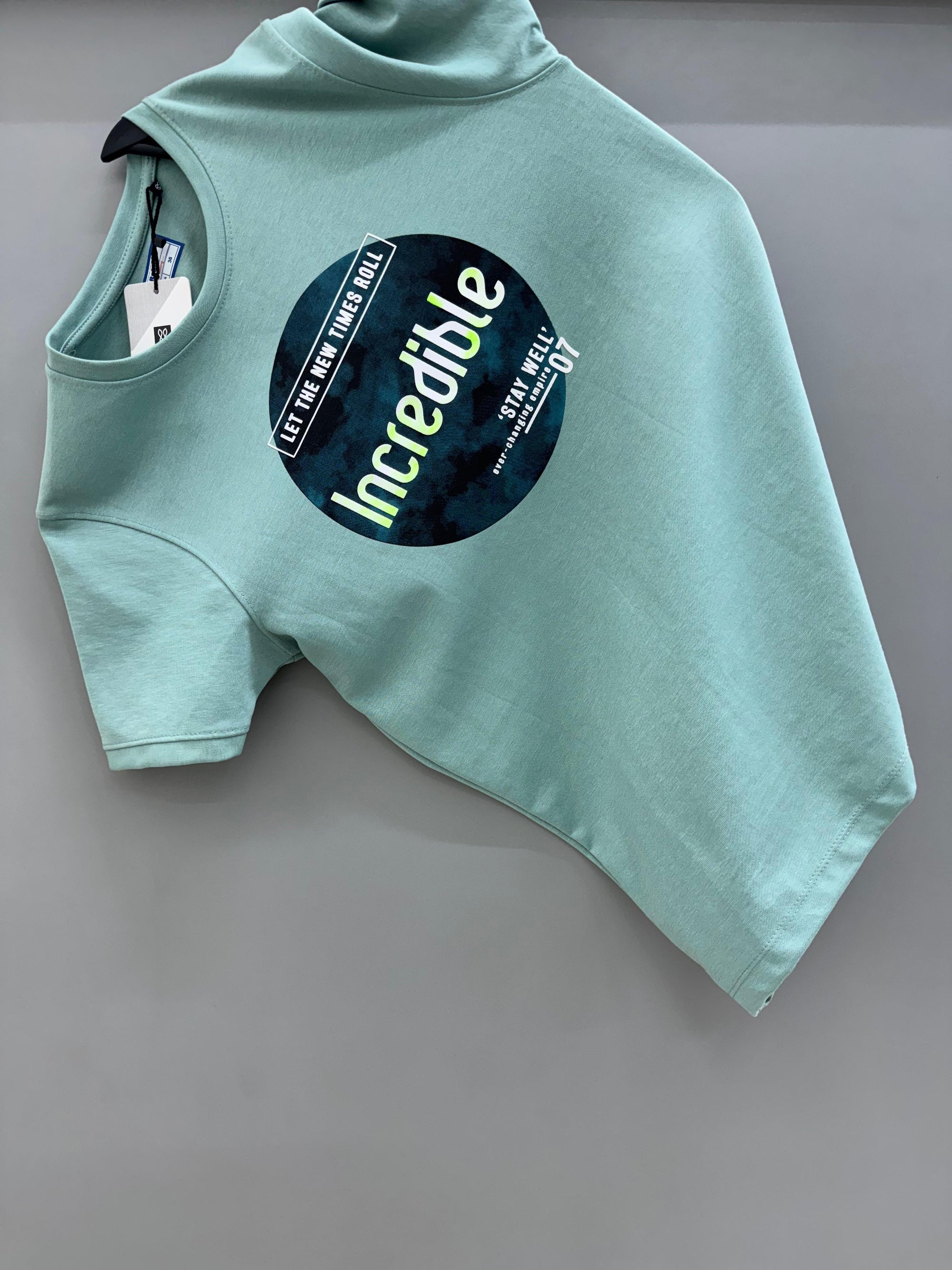 Round Neck Green Printed T-shirts