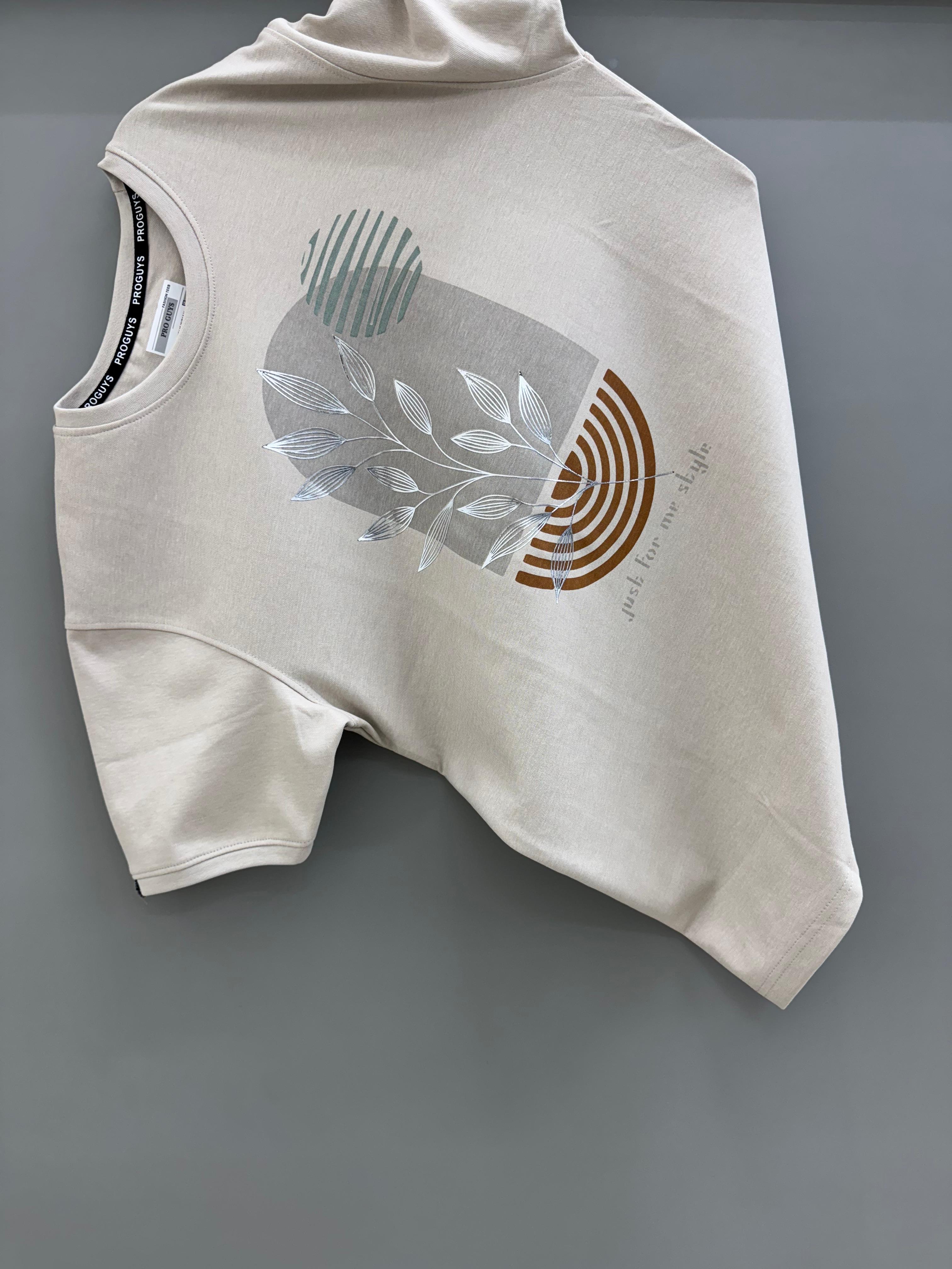 Round Neck Cream Printed T-shirts