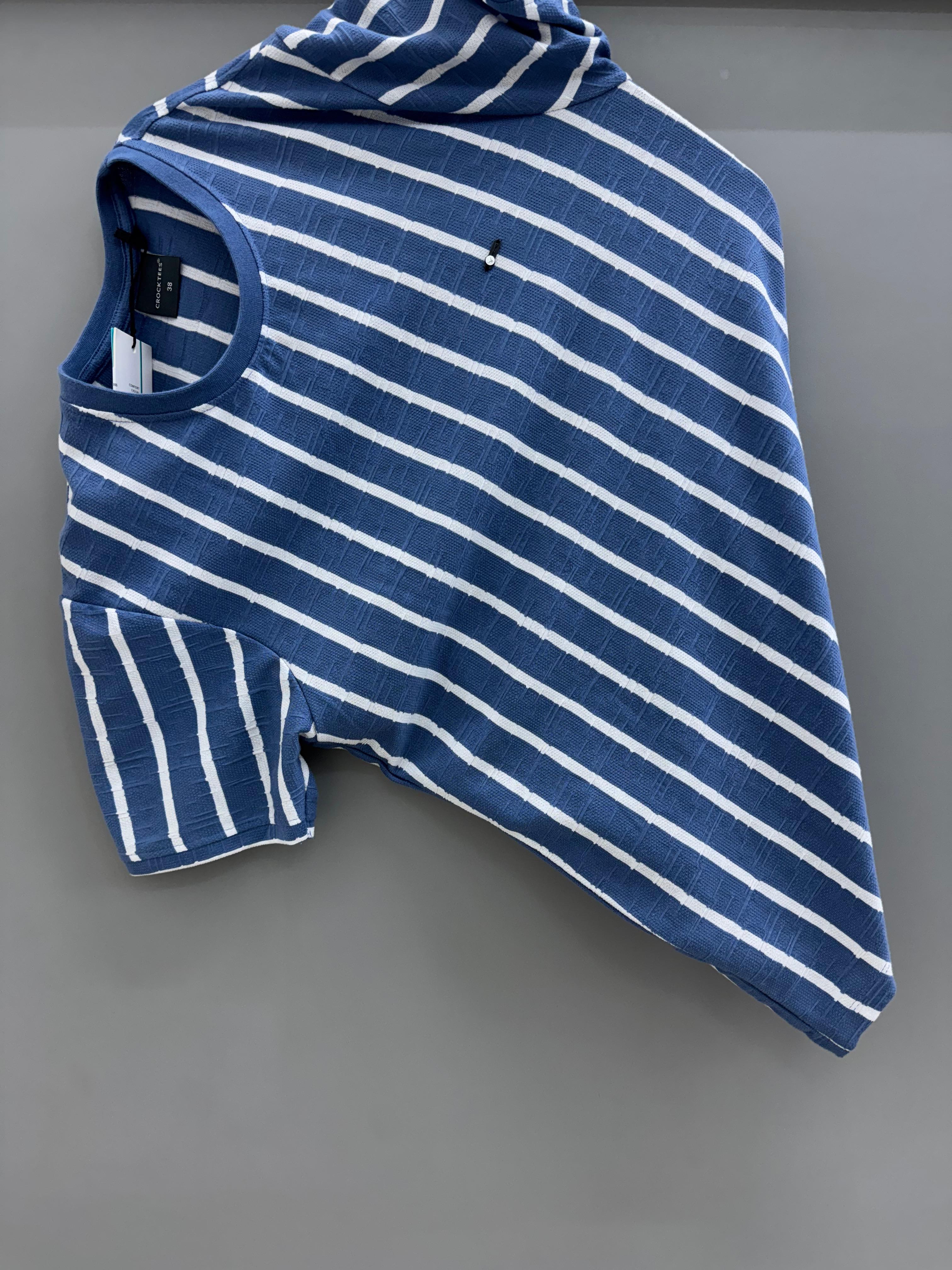 Round Neck Blue Strip T-shirts