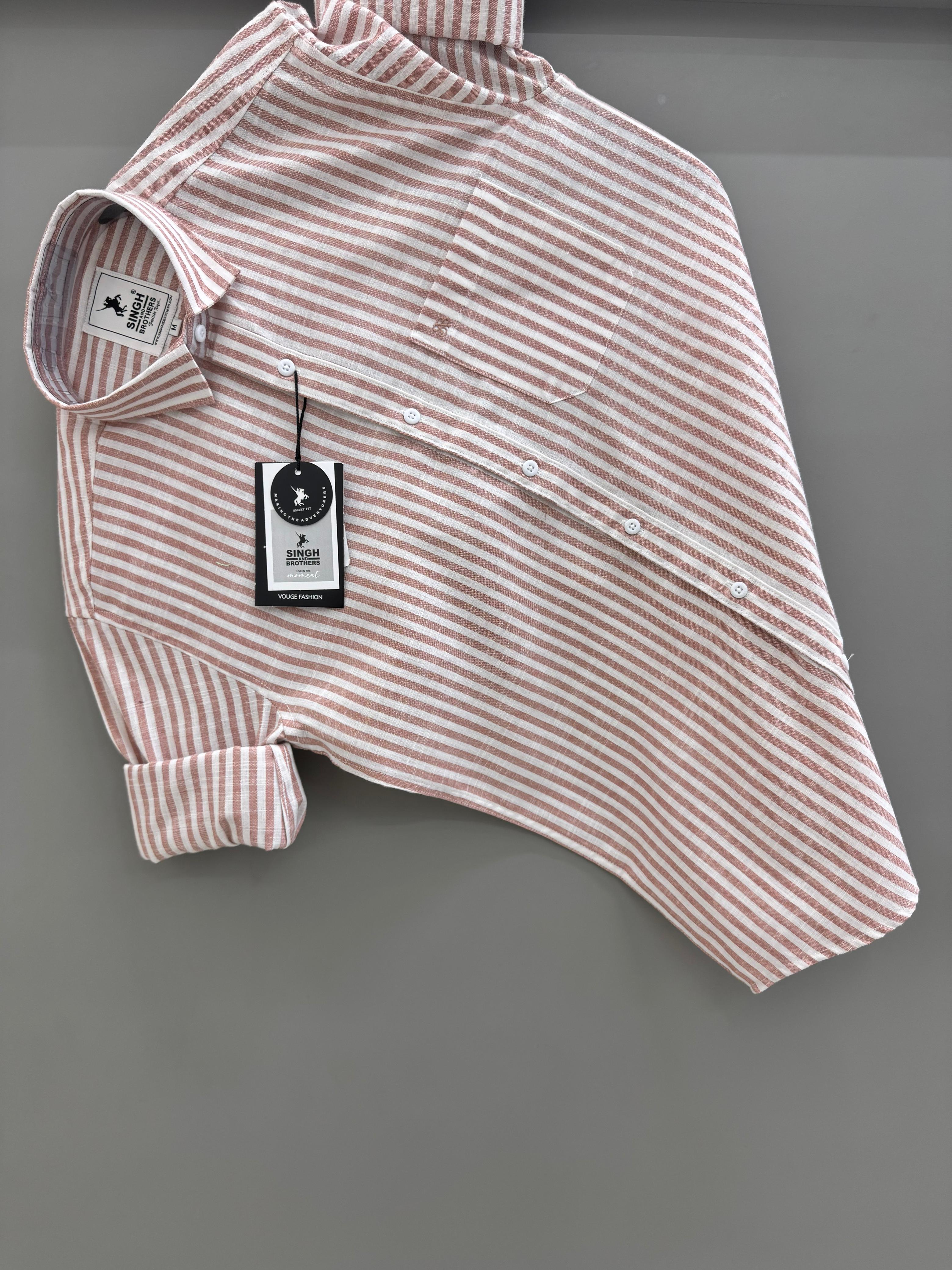 White with orange Strip Shirt