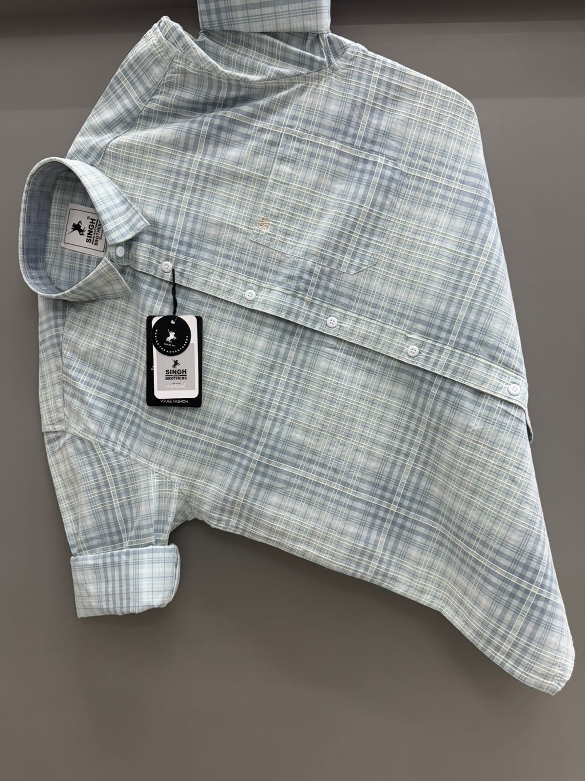 Grey Small Check Shirt
