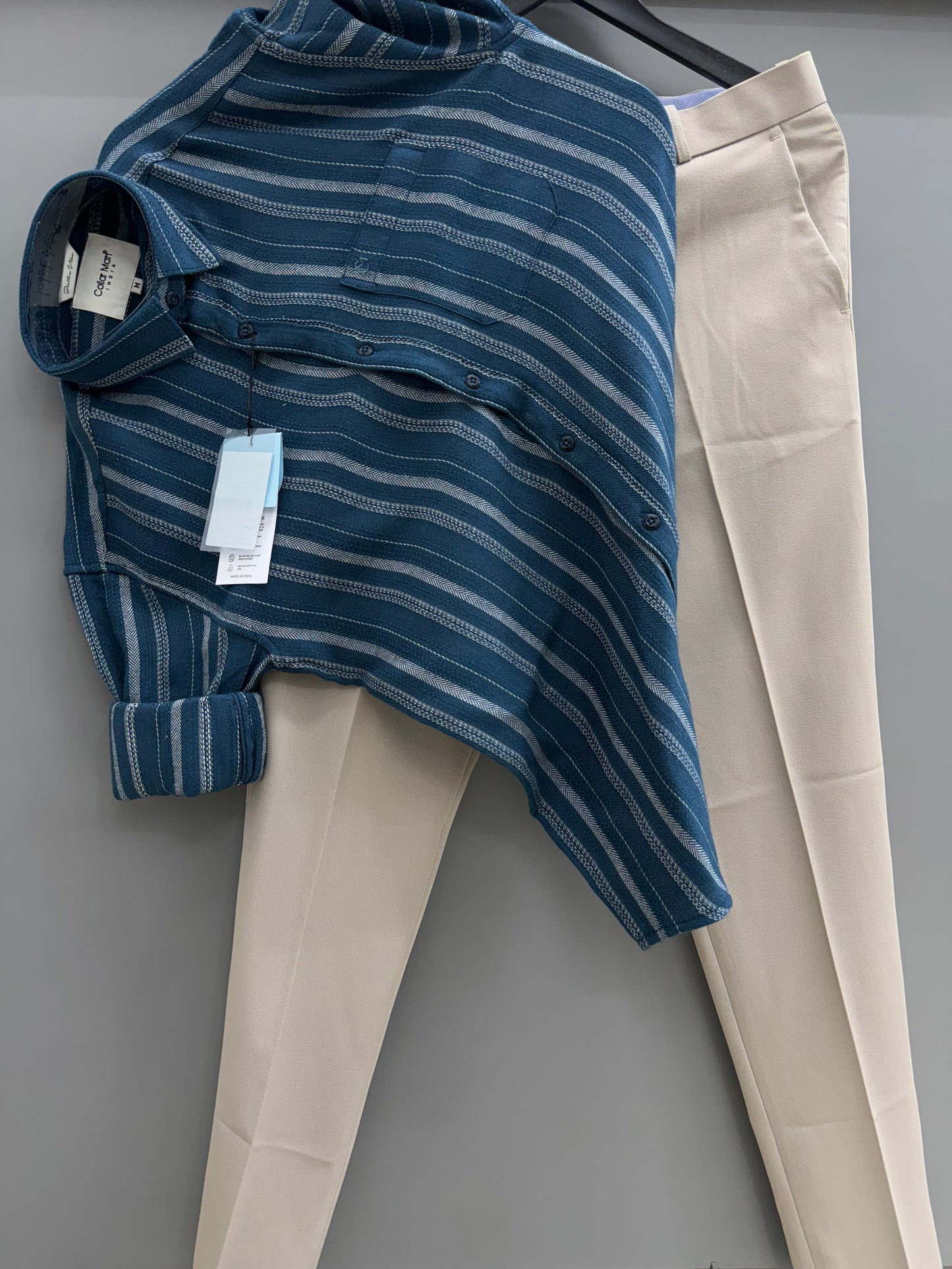 Dobby Strip Shirt With Trouser Pant