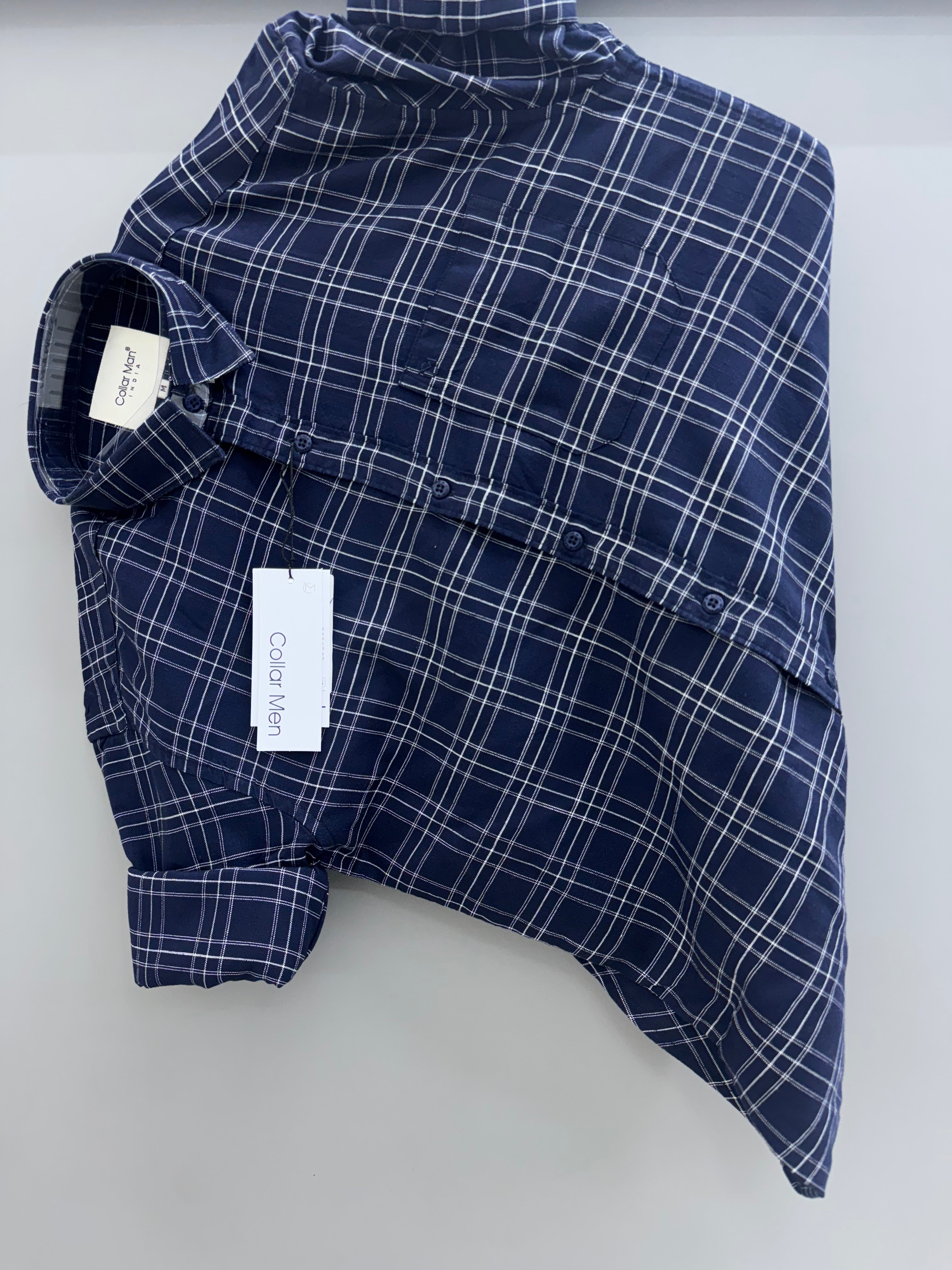 Navy Blue check Shirt