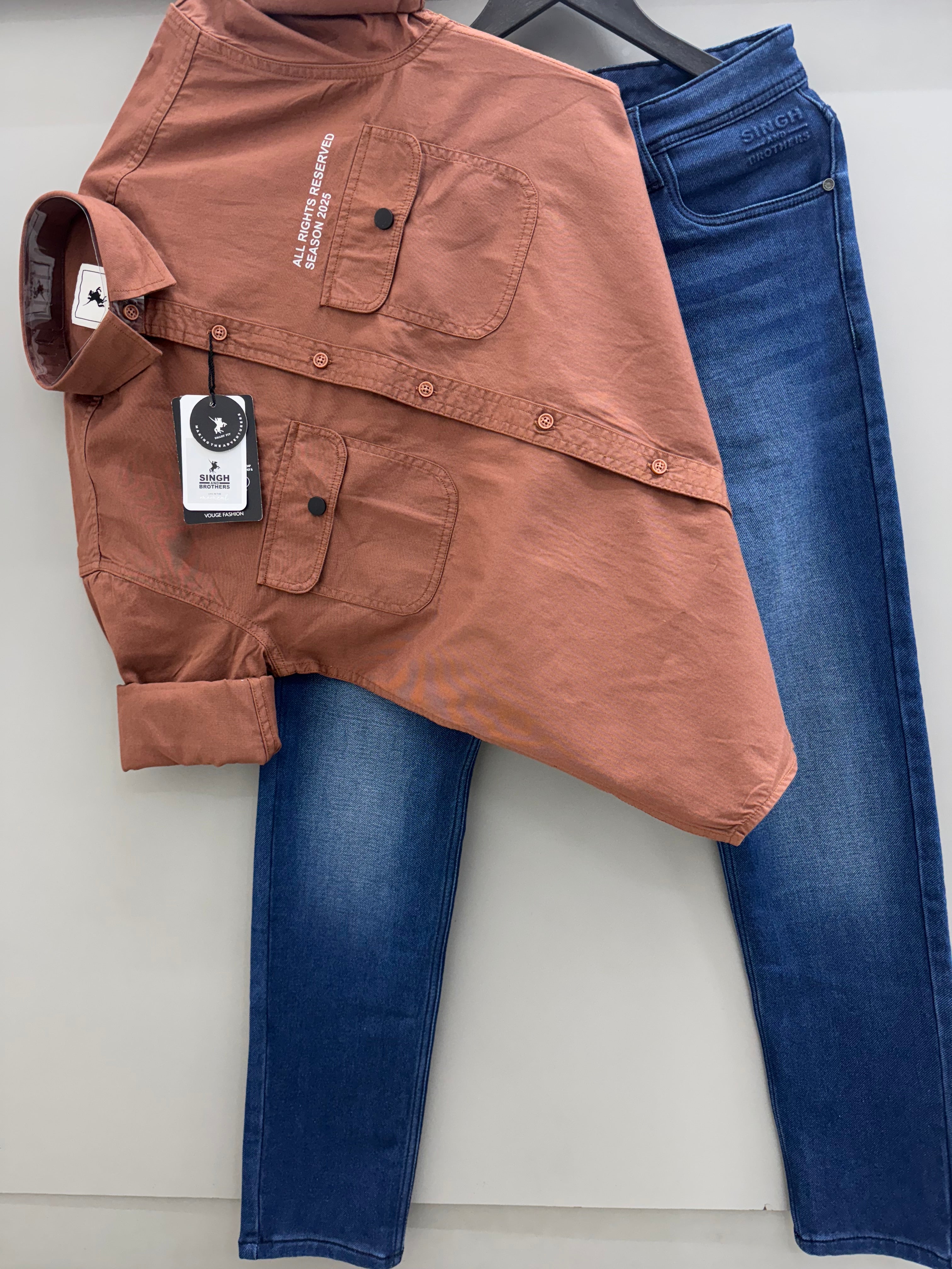 Double pocket Shirt With jeans pant