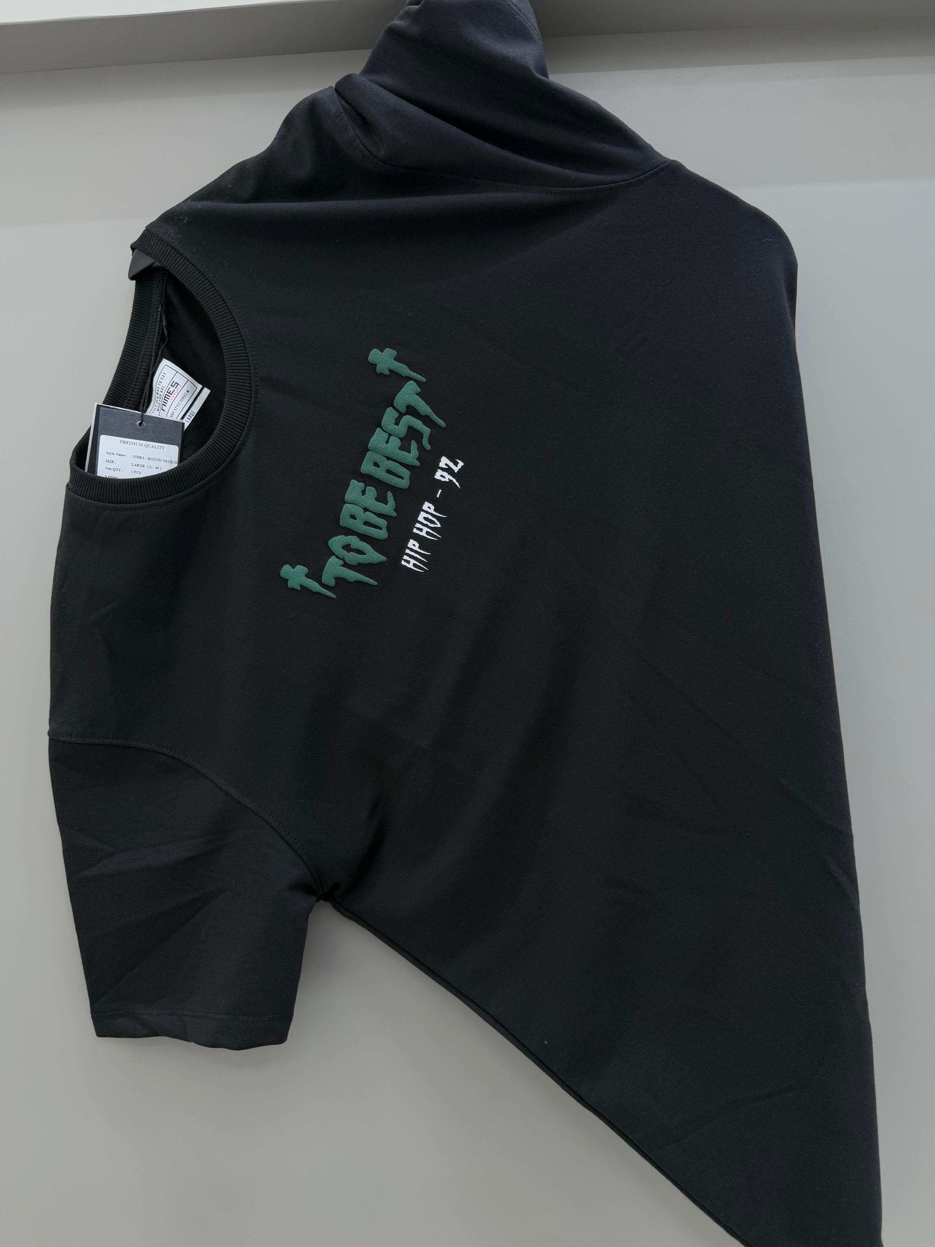 Drop Sholder Black Printed T-shirts