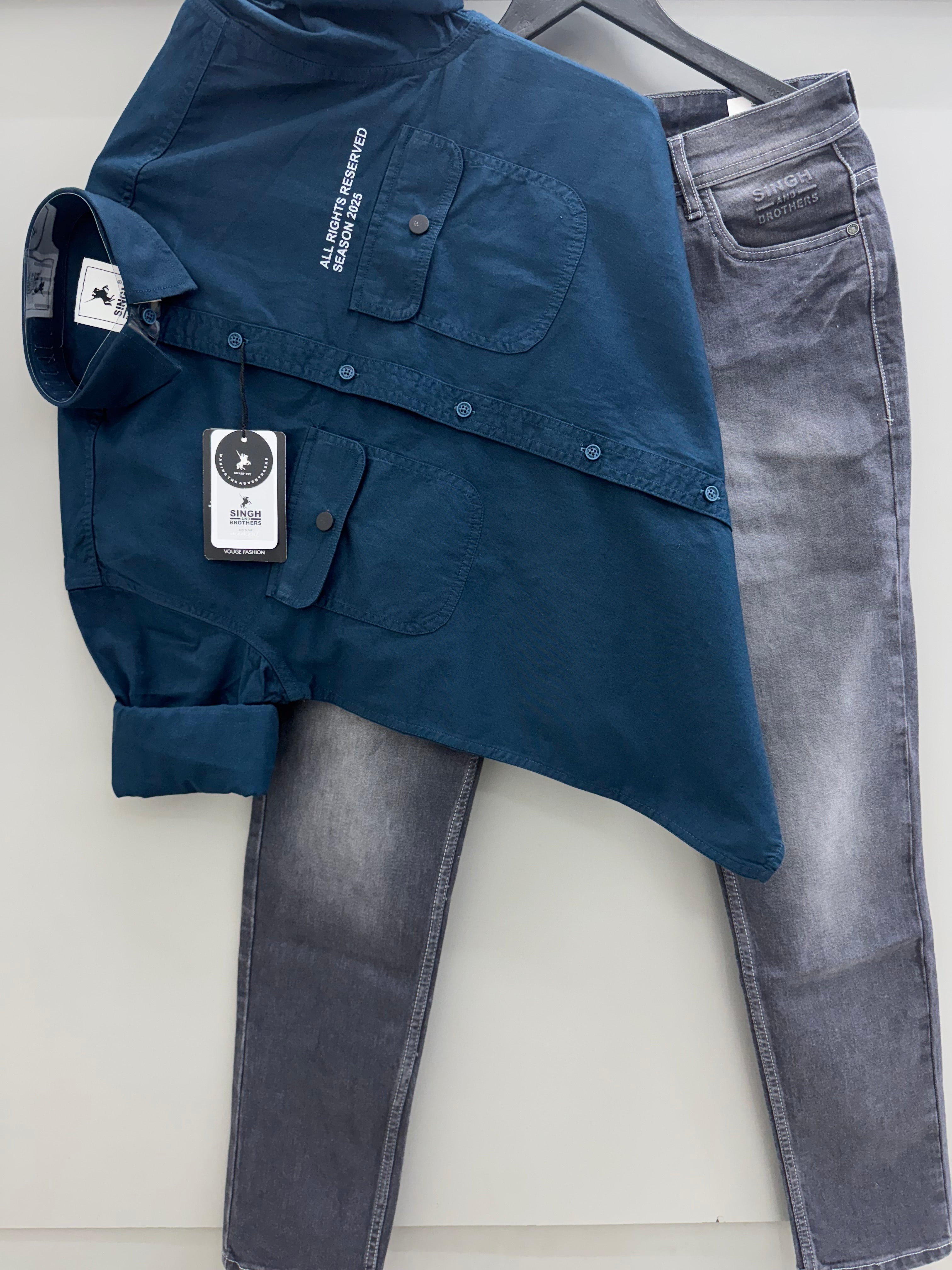 Double pocket Shirt With jeans pant