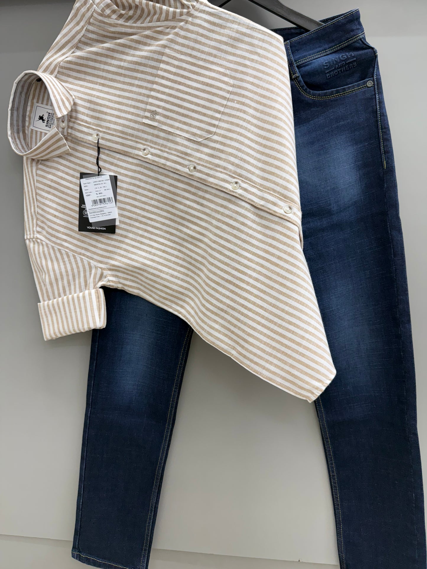 Linen Strip Shirt With denim jeans