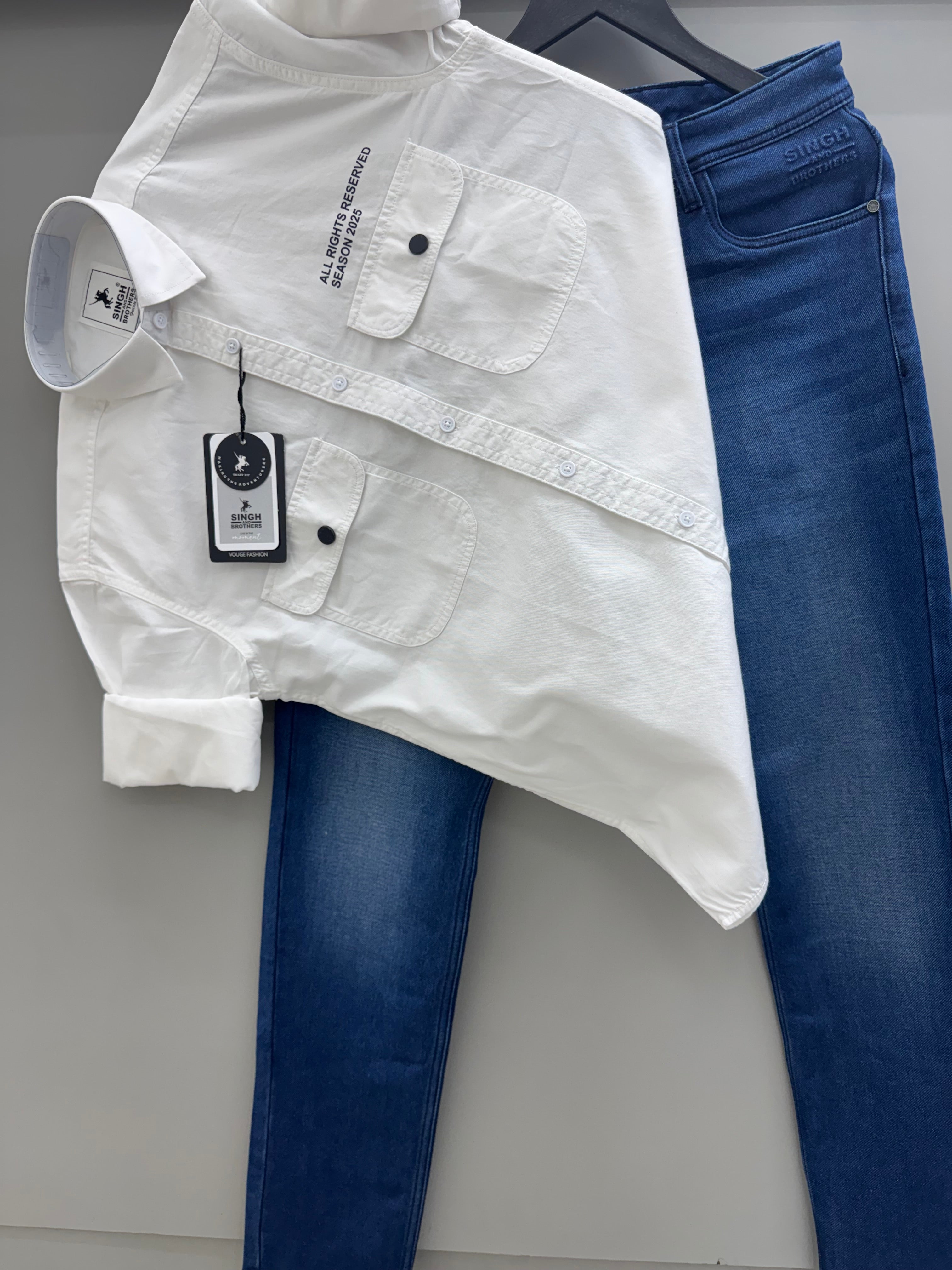 Double pocket Shirt With jeans pant