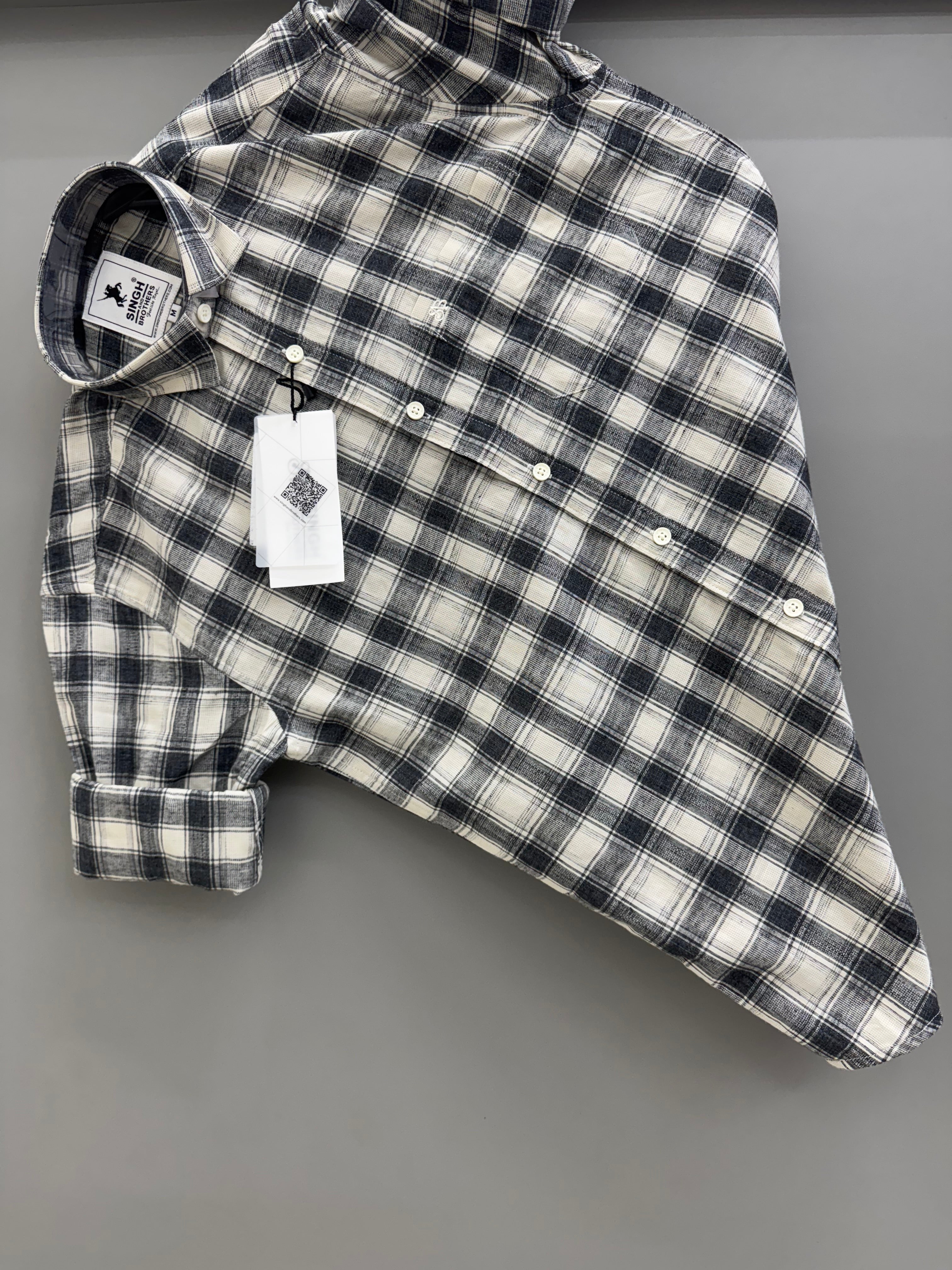 black cream check shirt