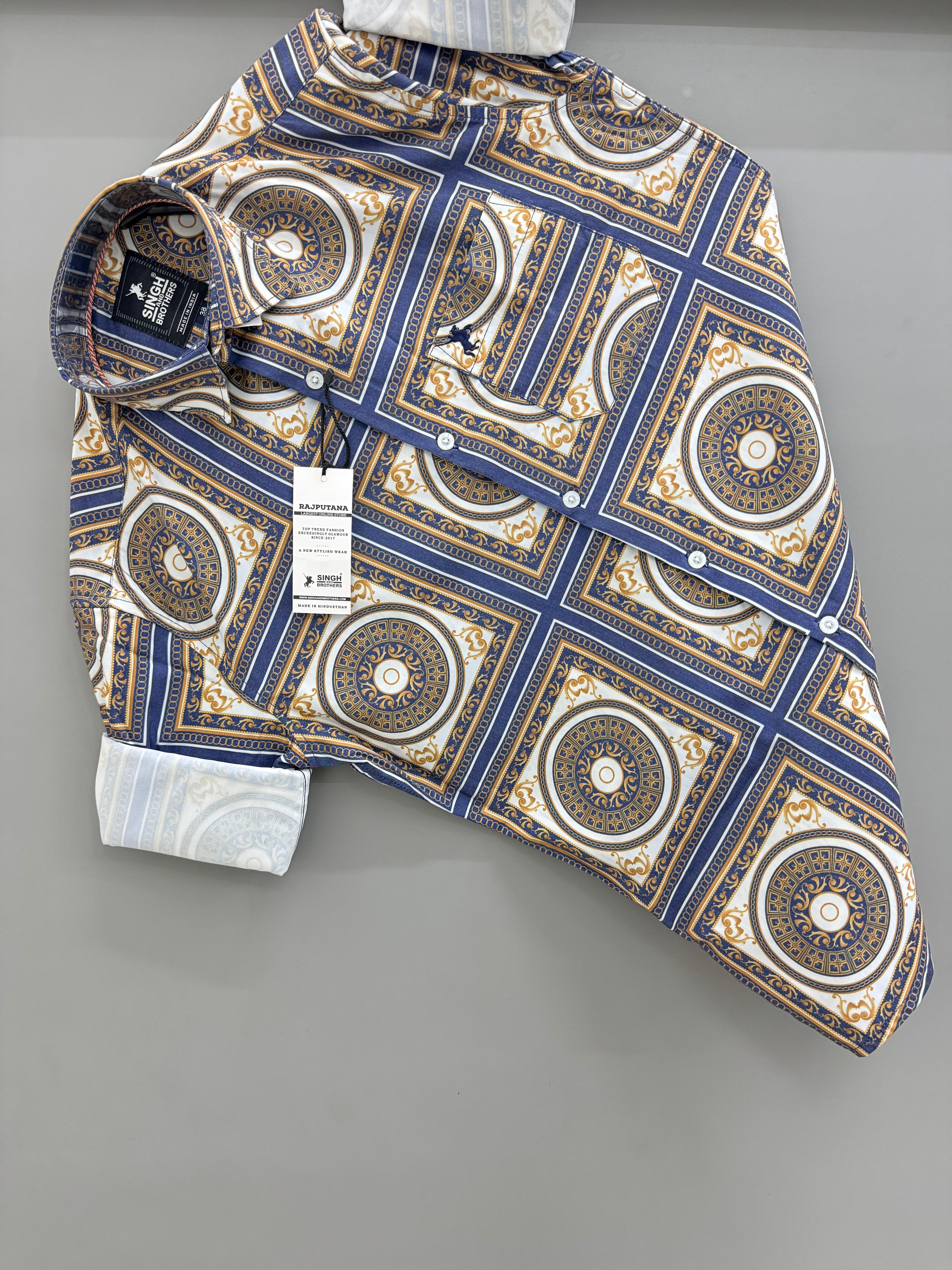 Blue Lycra Printed