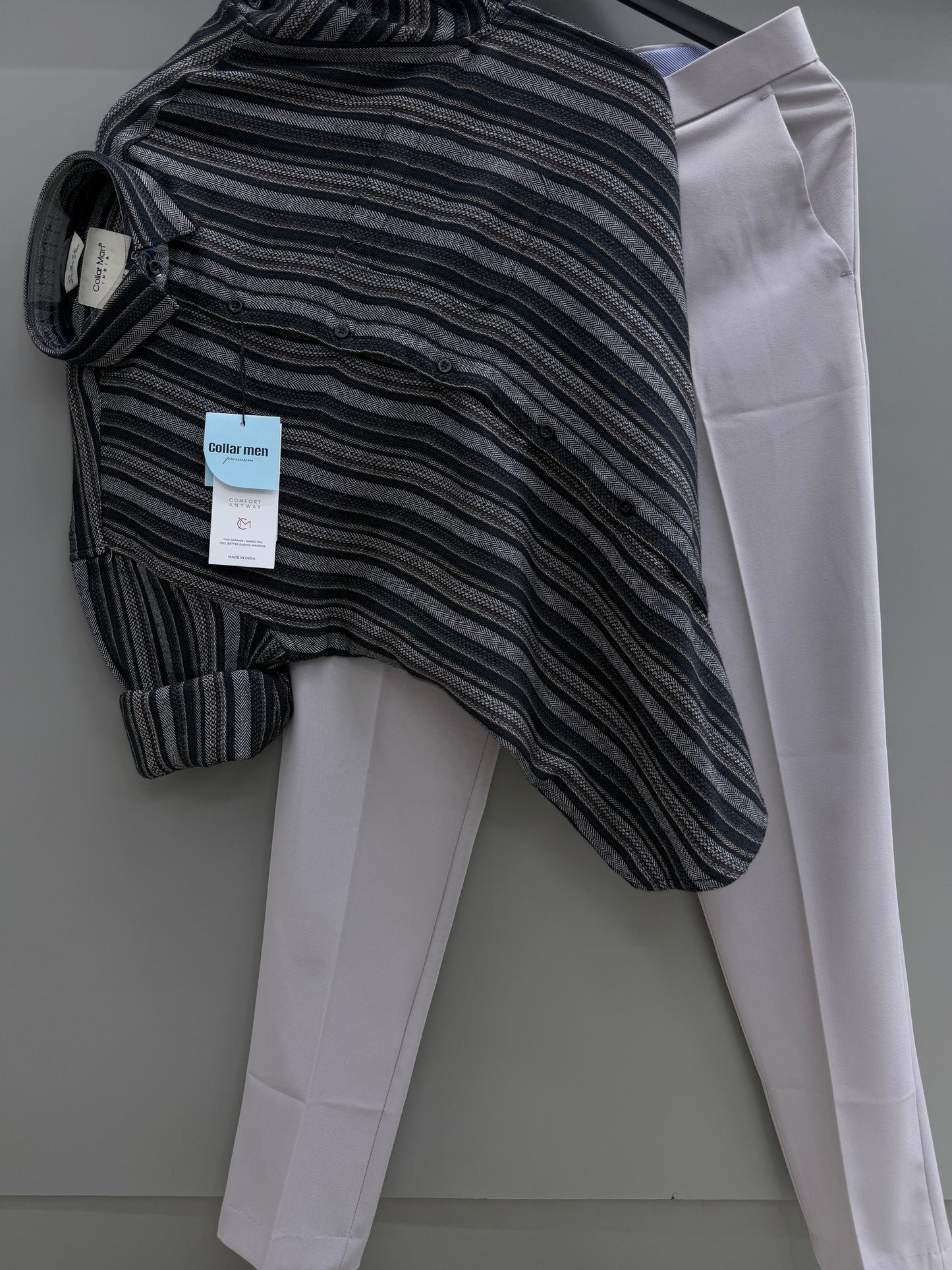 Dobby Strip Shirt With Trouser Pant