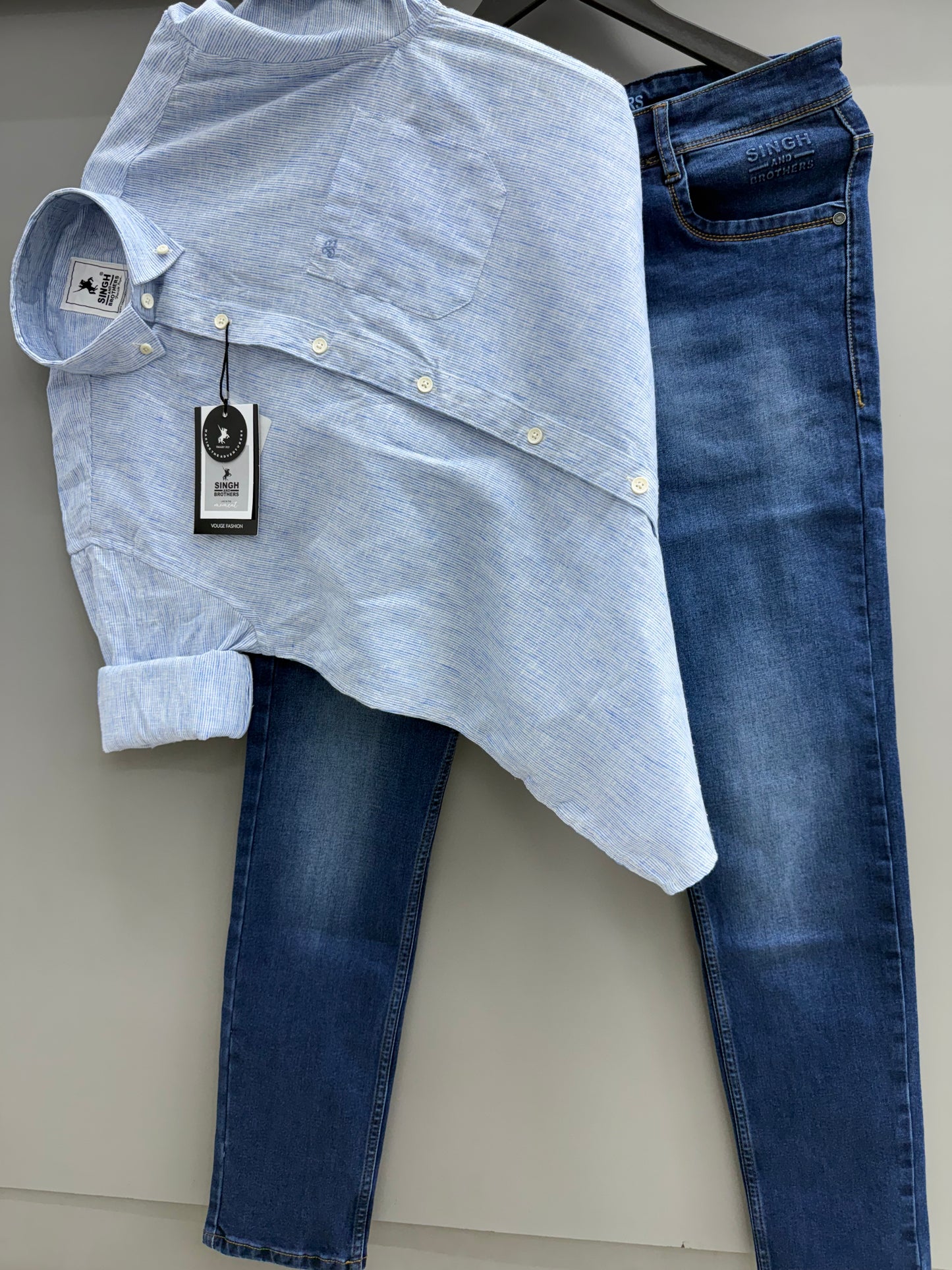 Linen Strip Shirt With denim jeans