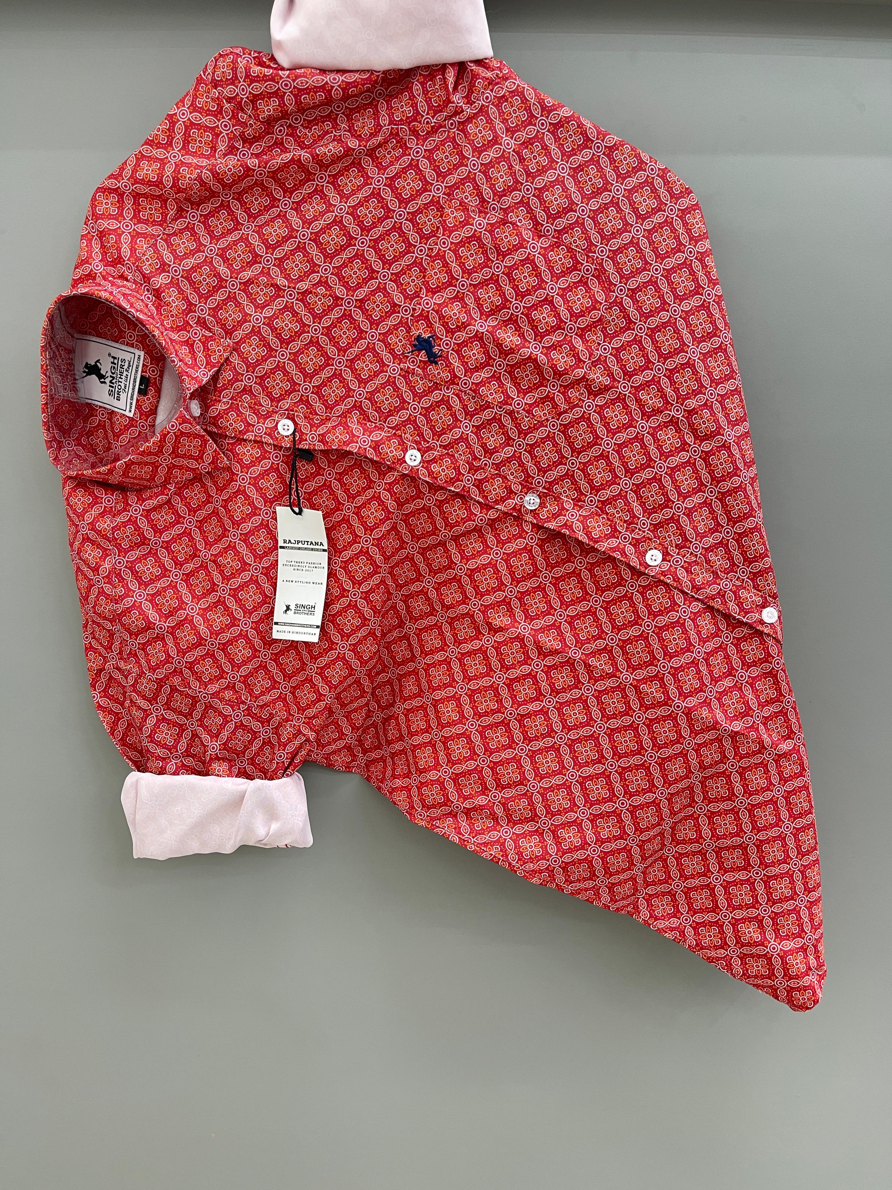 red bandhni printed