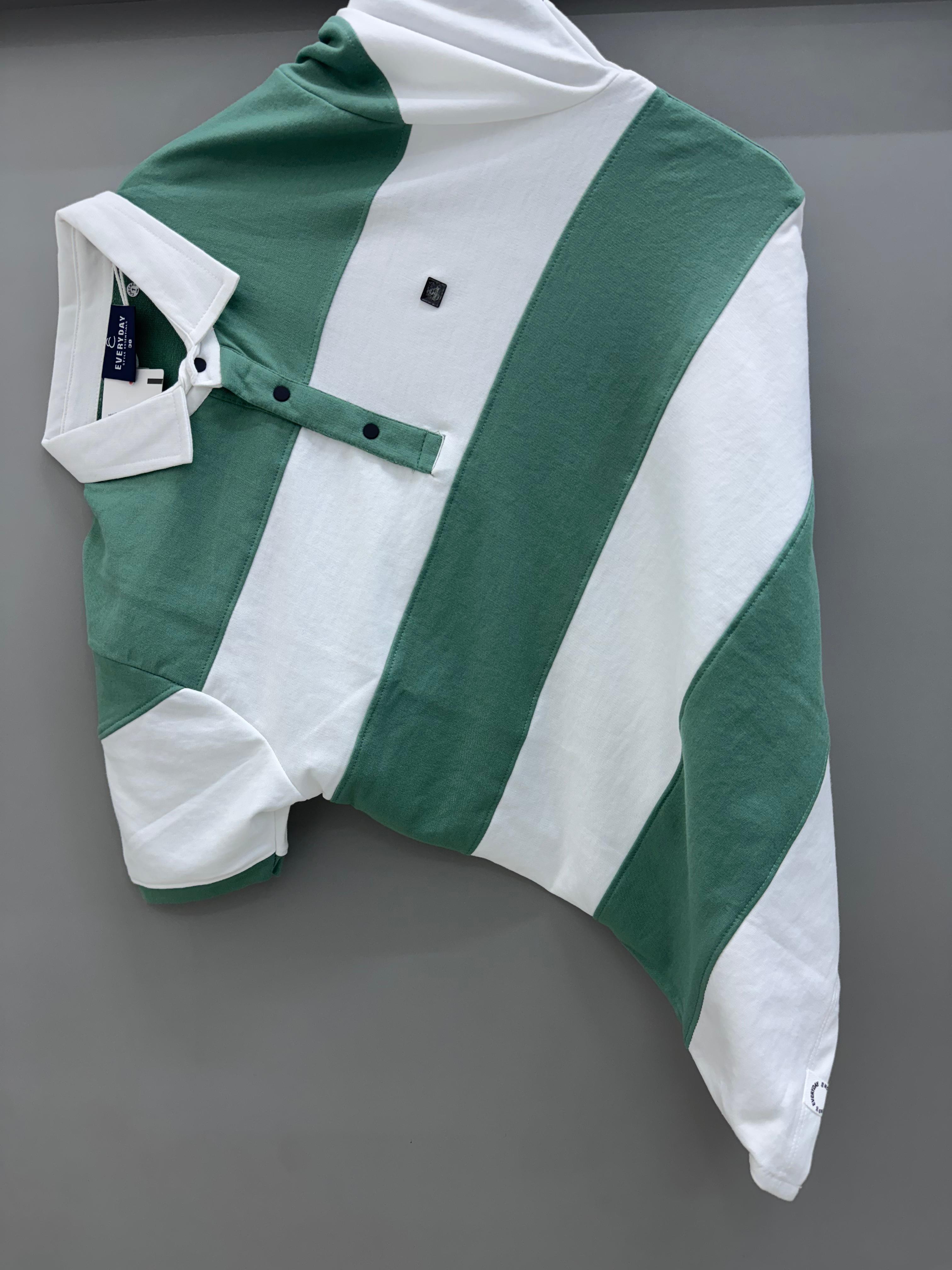 green strip collar T-shirts