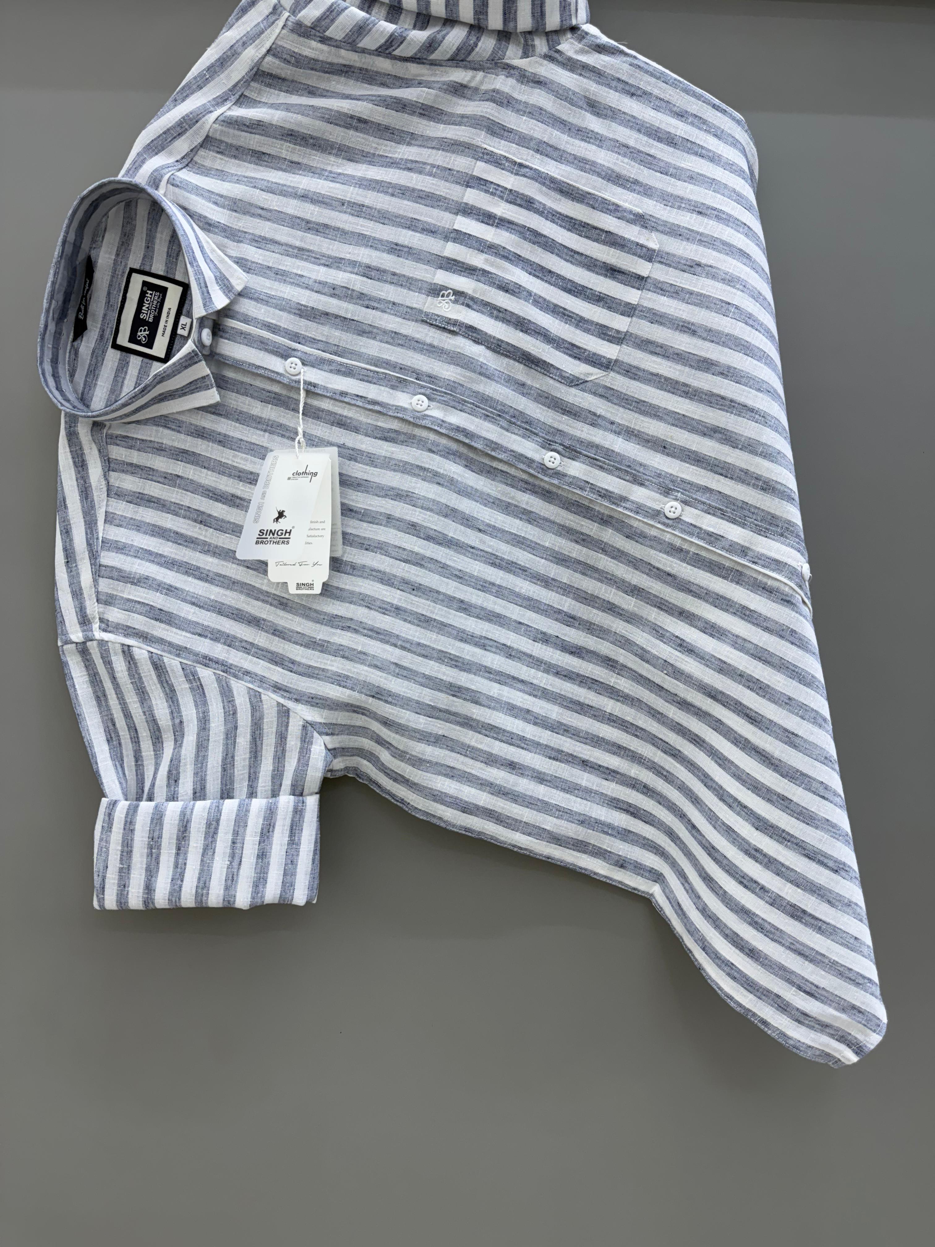 white blue grey strip Shirt