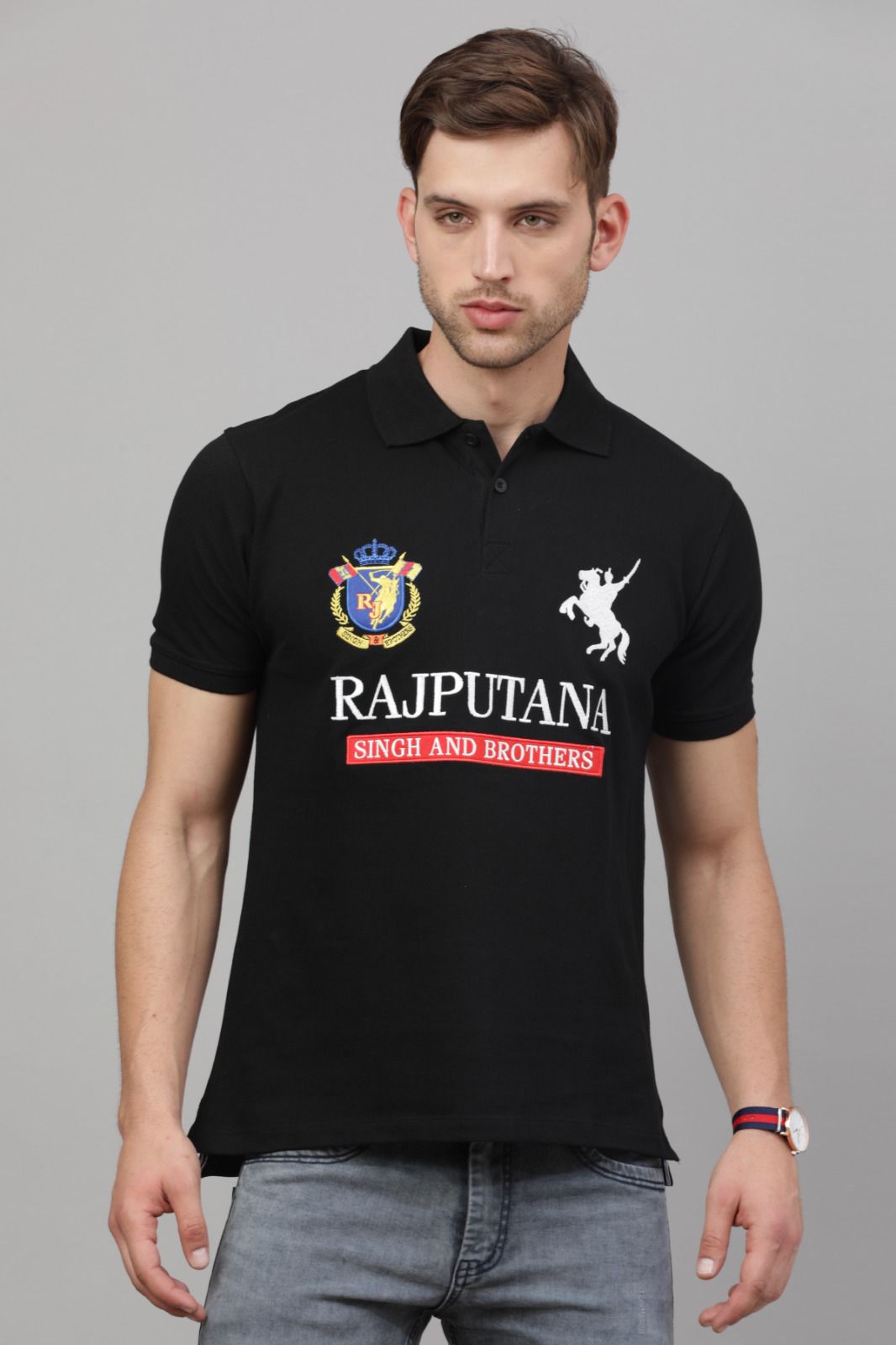 black Polo H/S Rajputana T-shirt