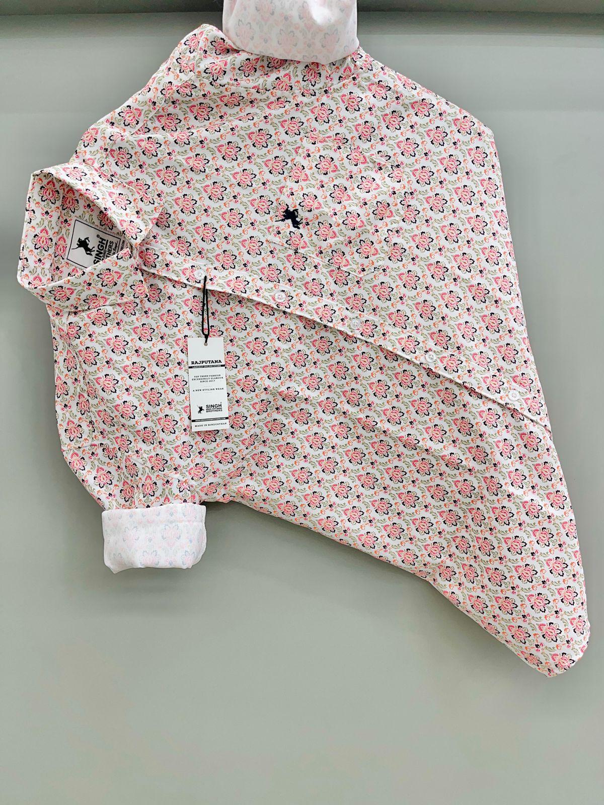 cream red printed