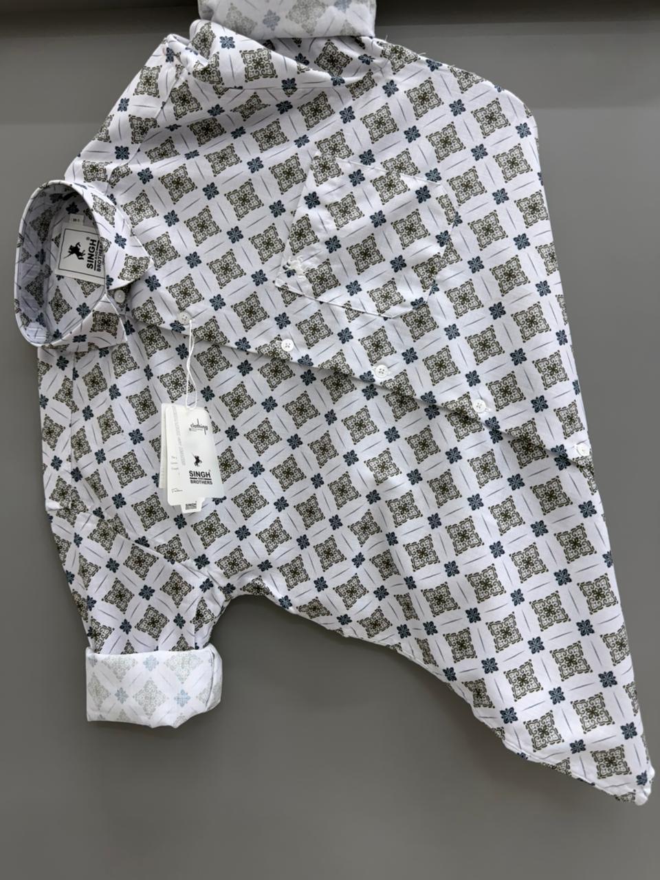 green white printed