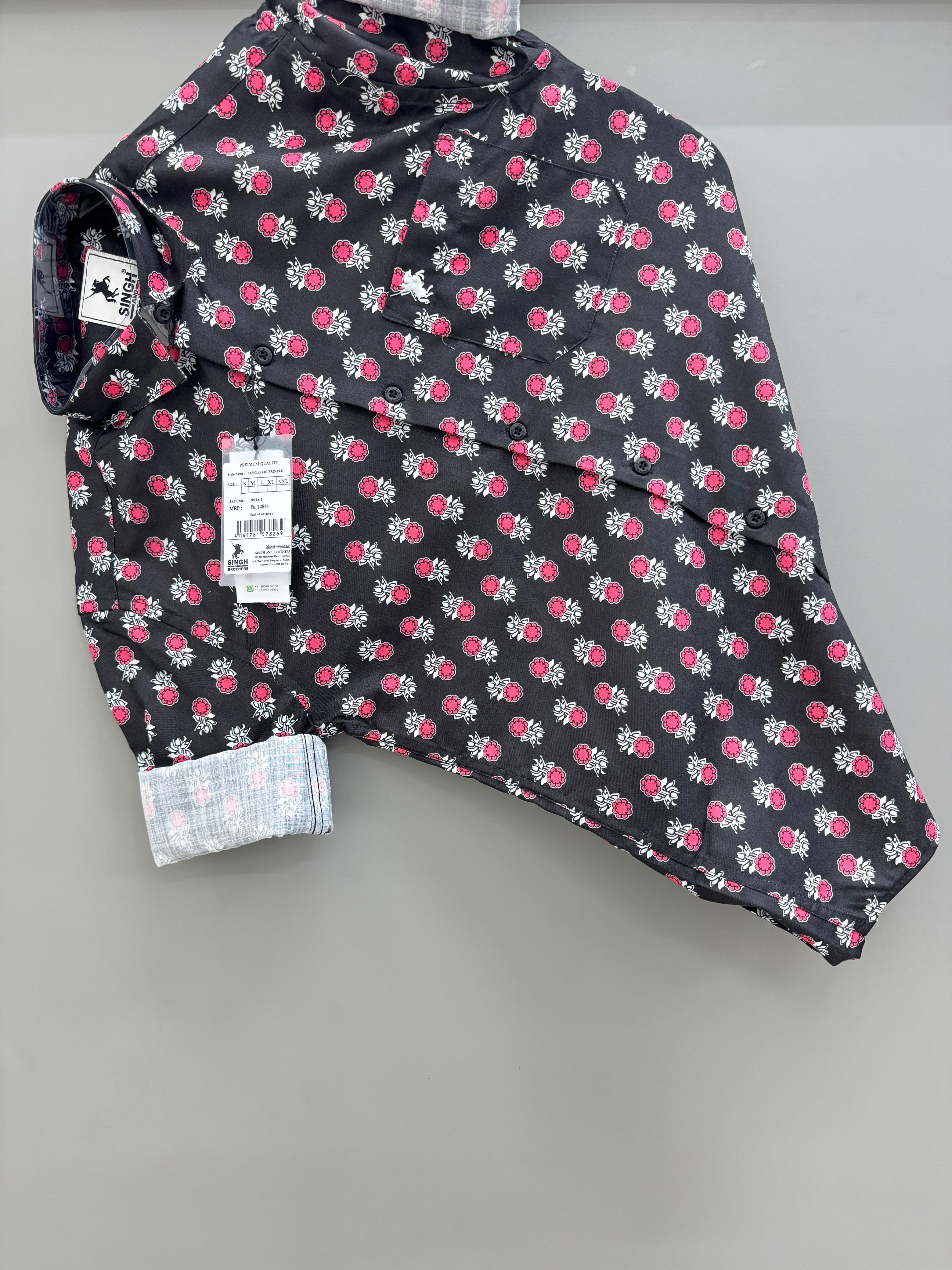 Black Flower Printed