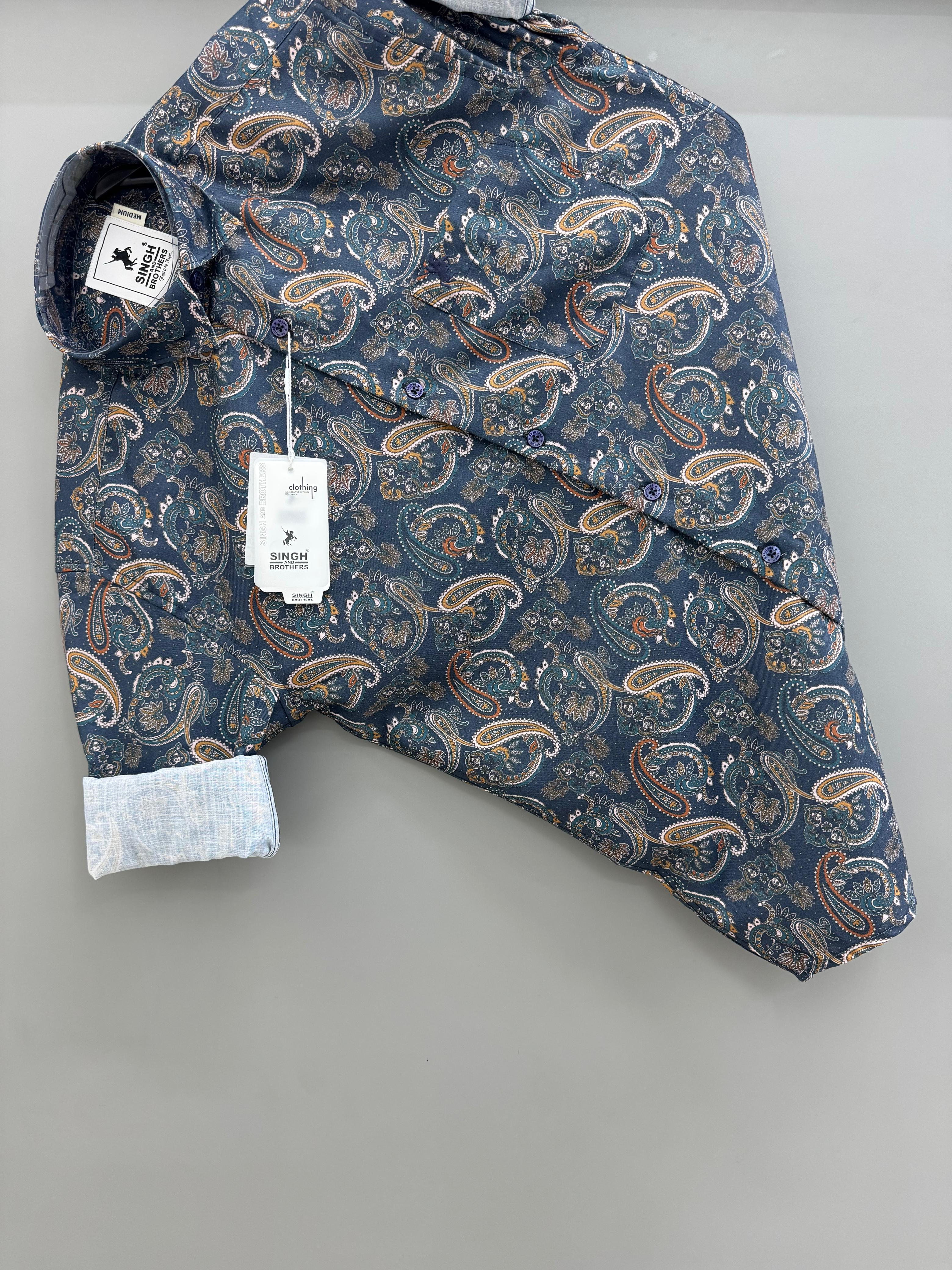 Blue arabic Printed