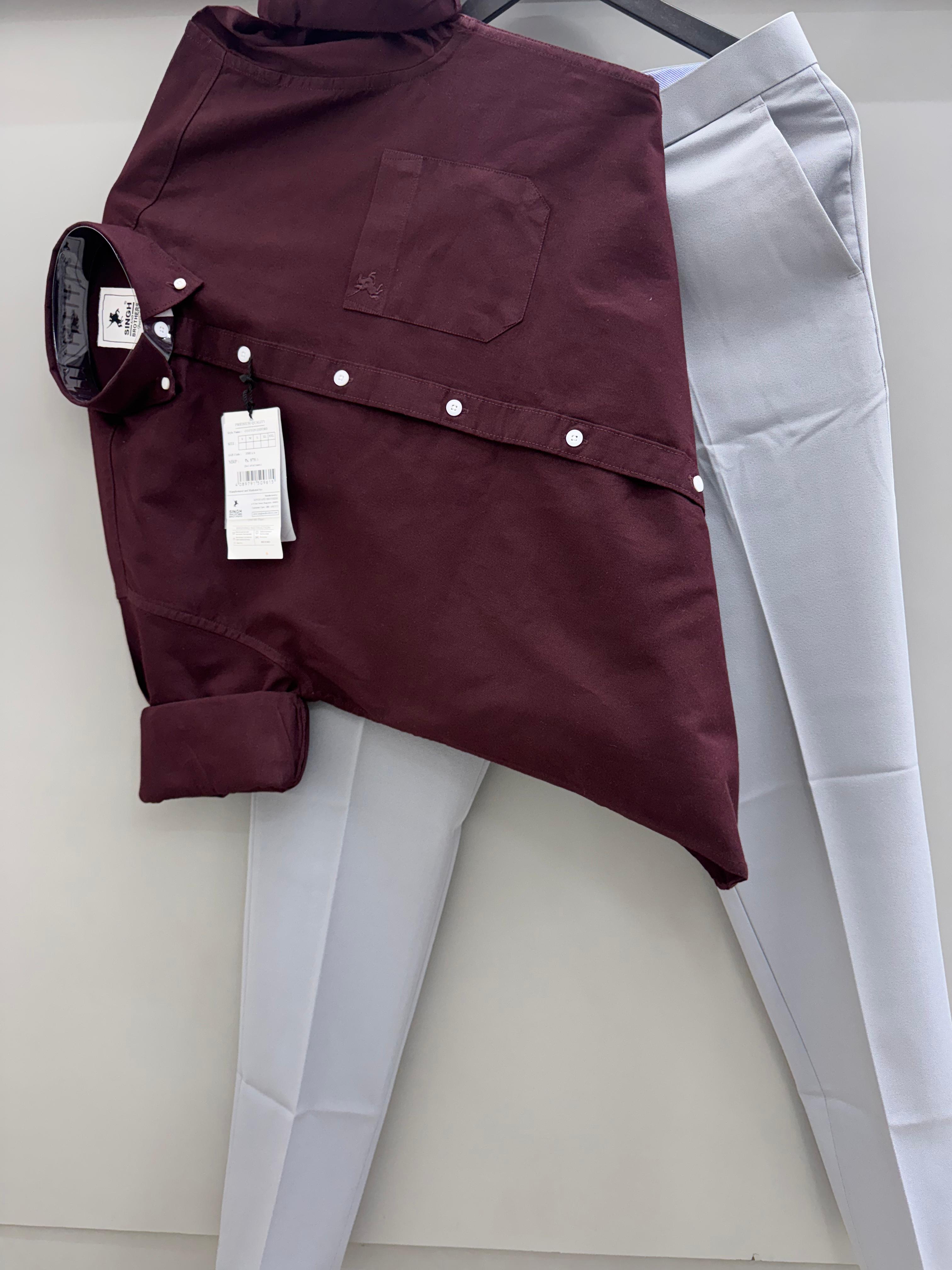 Cotton Oxford Shirt With Formal Pant