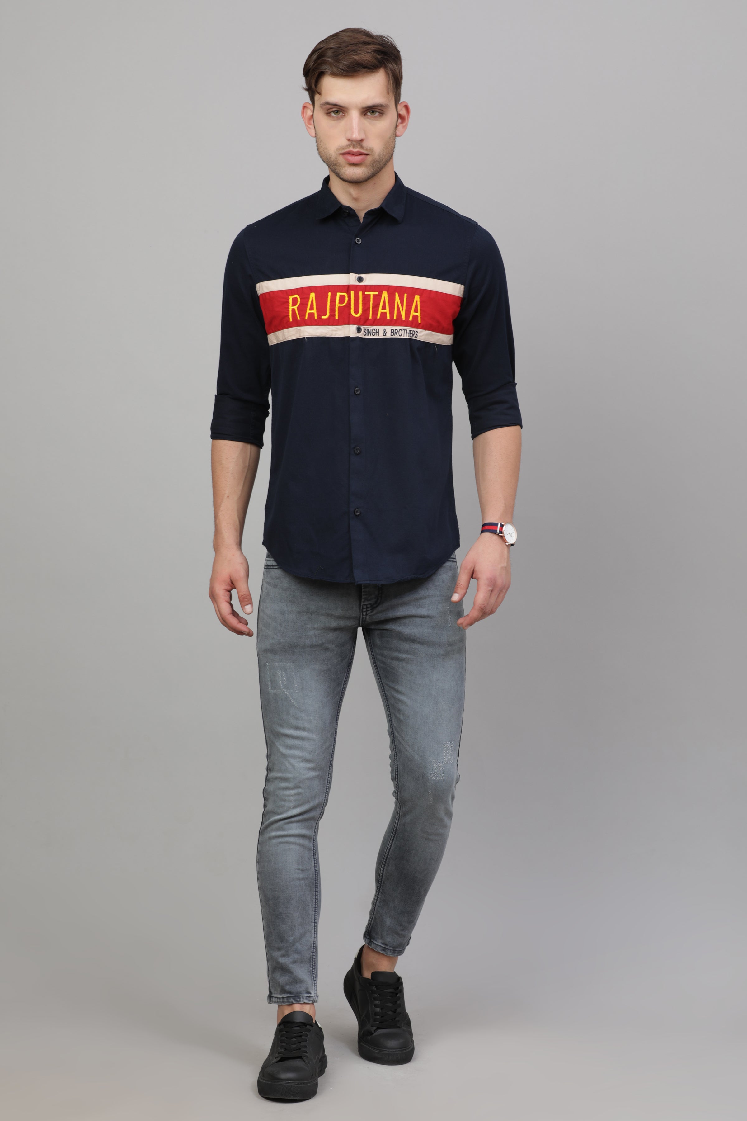 RS Plain Shirt  ( Navy Blue )