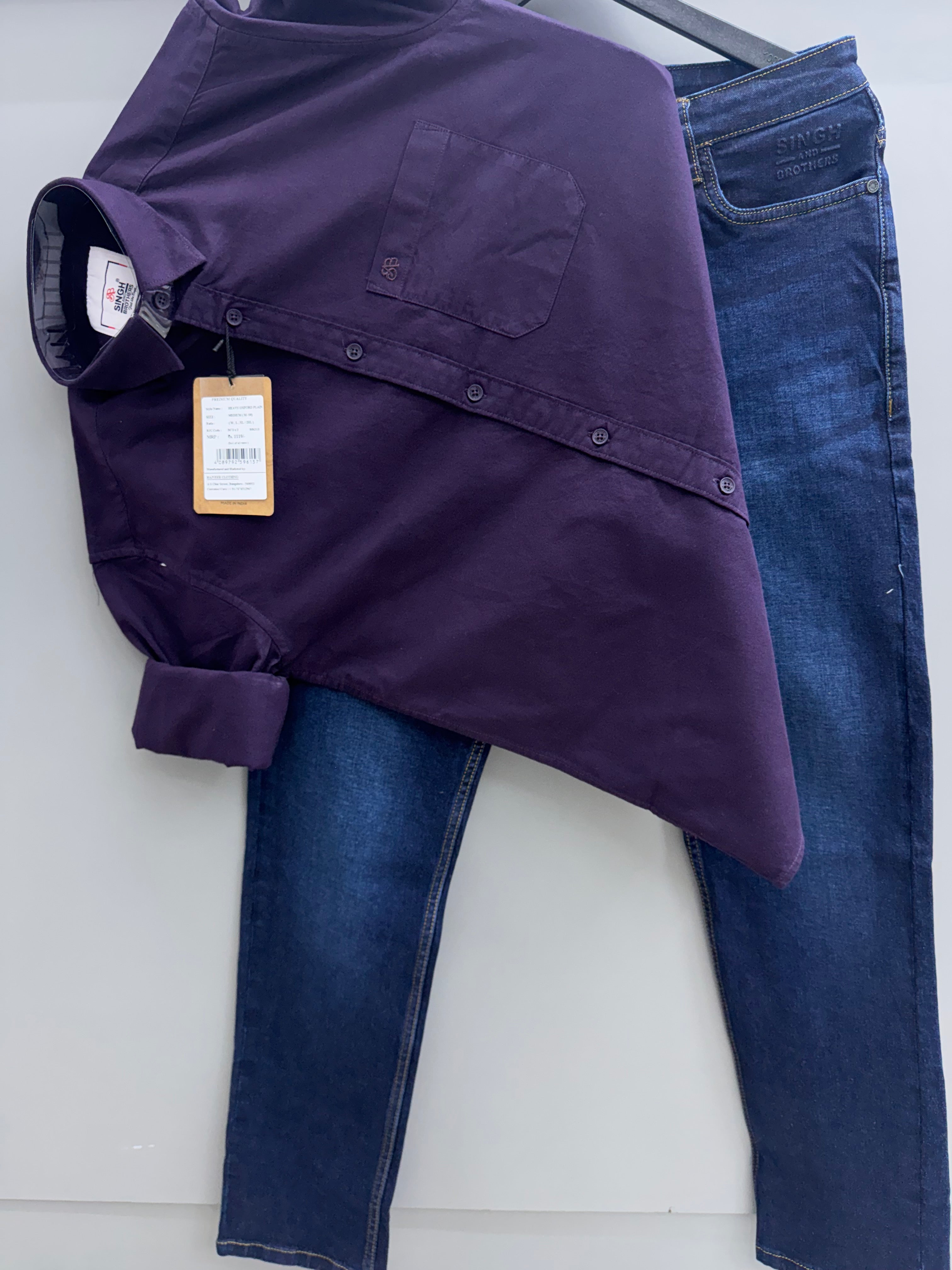 Heavy Cotton Oxford Shirt With denim jeans