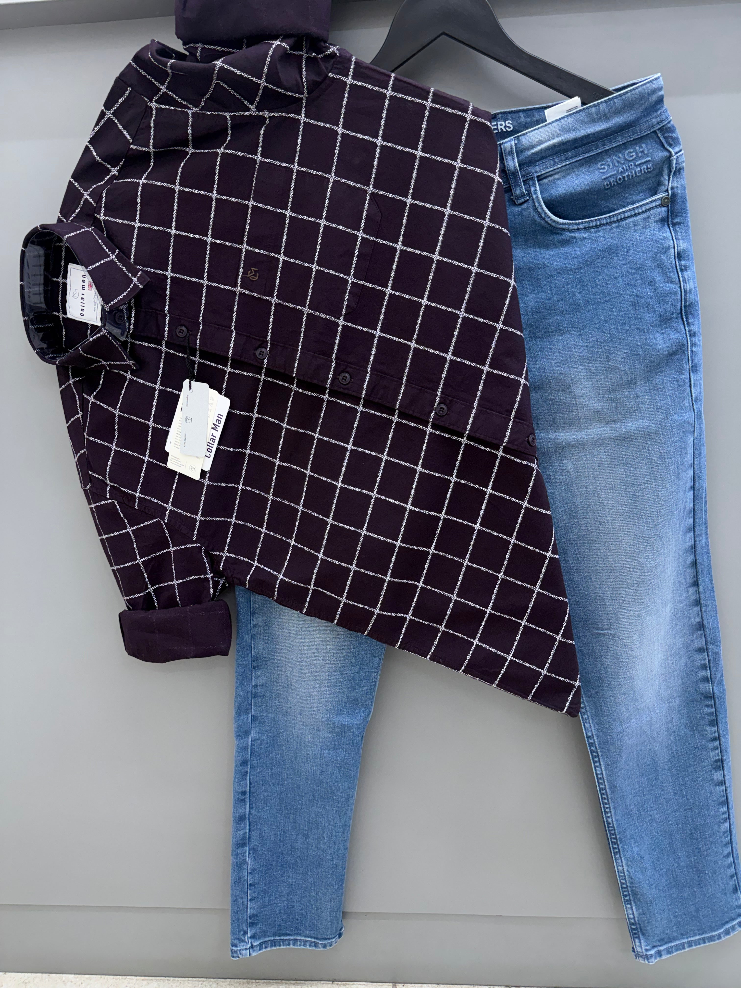 Checks shirt With jeans pant