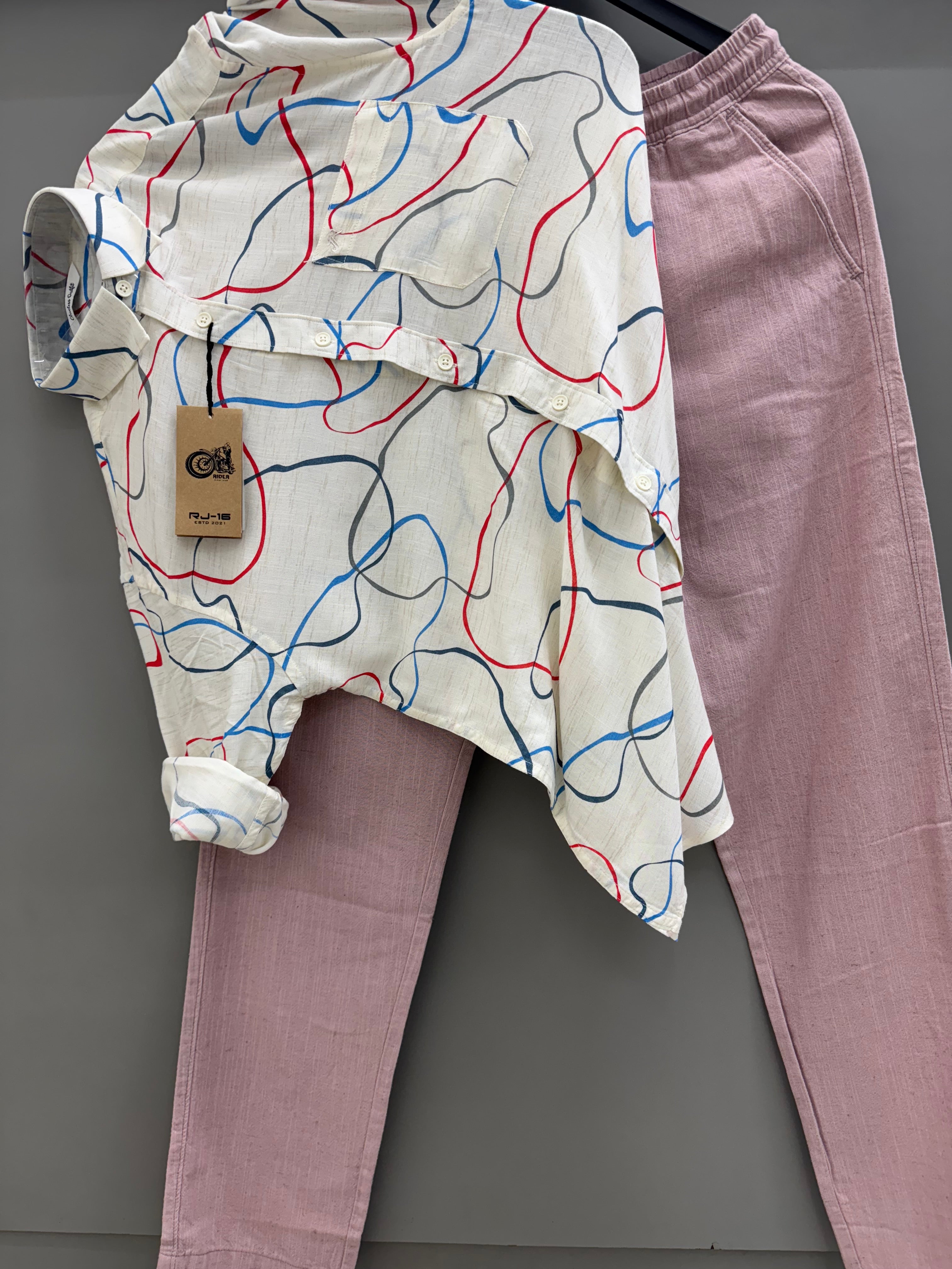 Linen printed shirt with linen pant