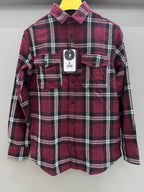 Double Pocket Back Print Red Check Shirt
