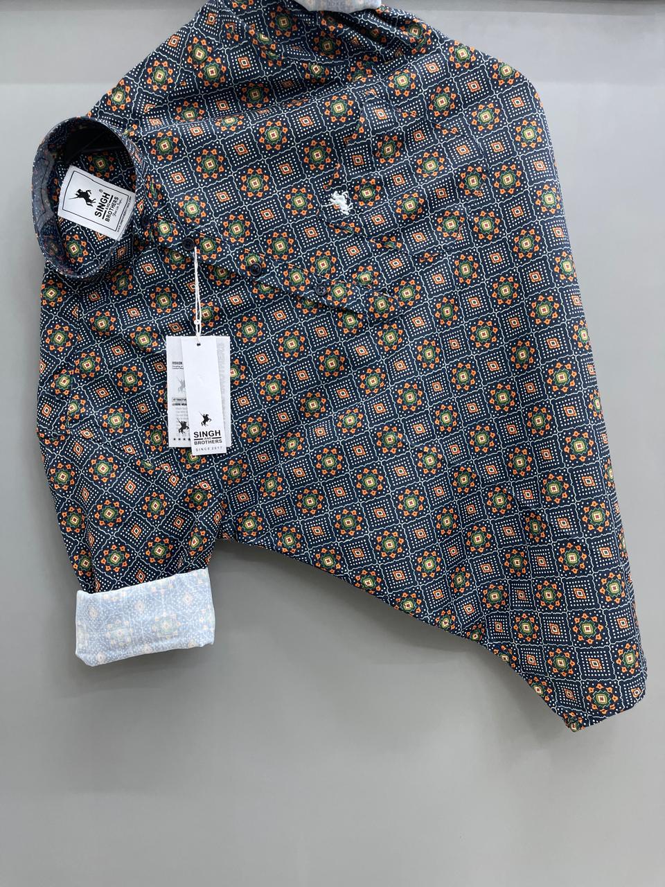 Navy Blue  Printed Short Kurta