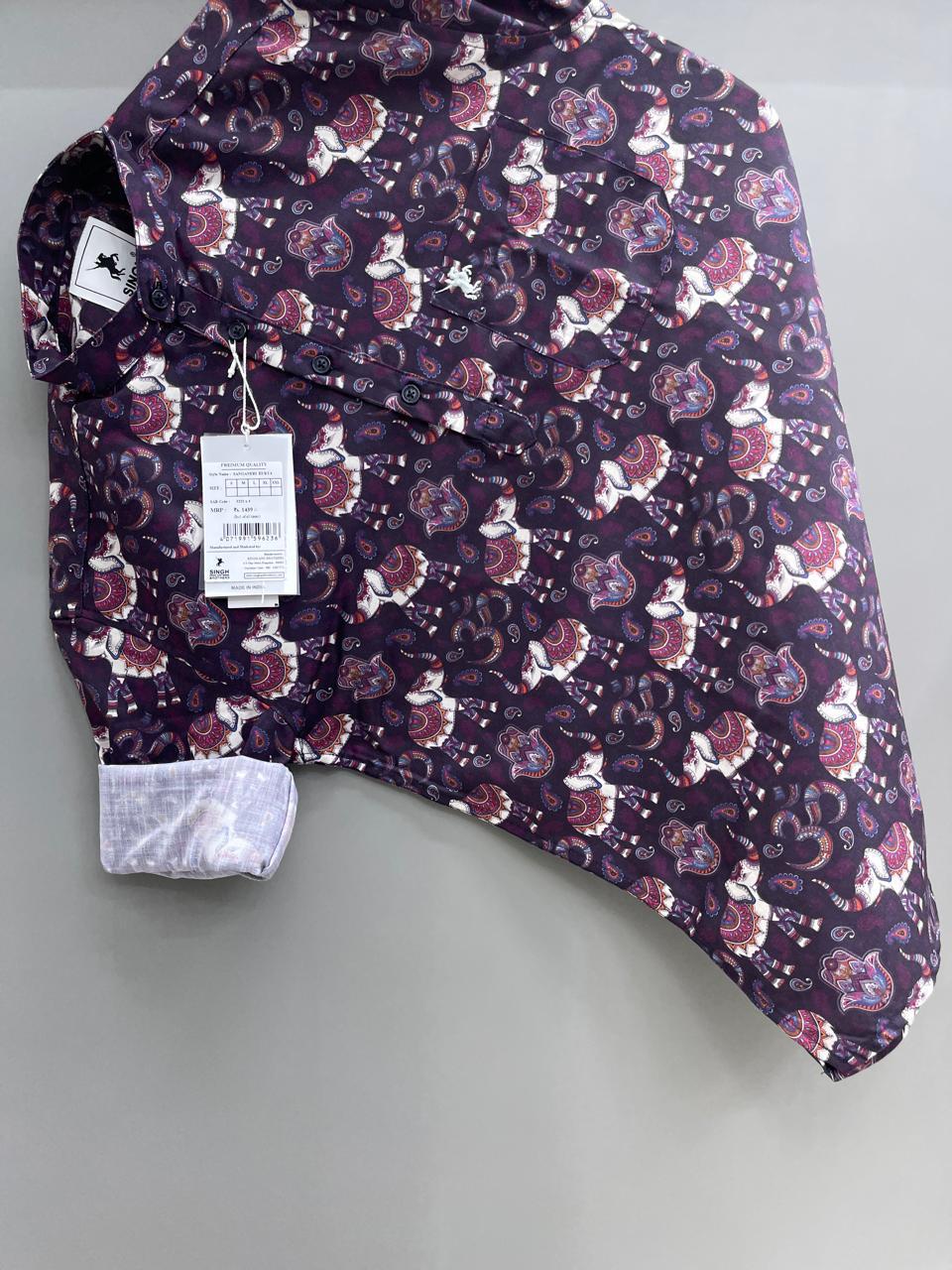Purple Printed Short Kurta