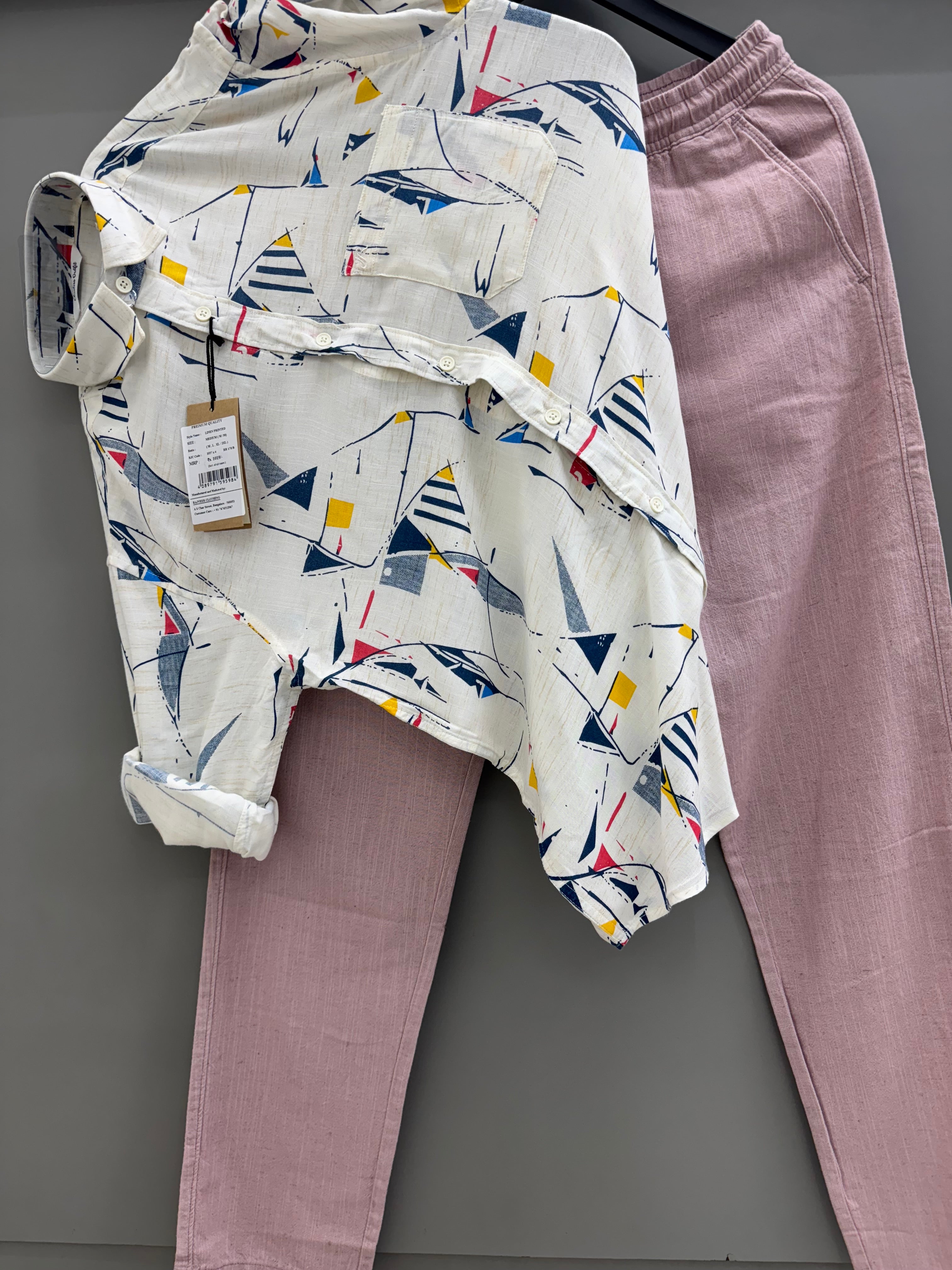 Linen printed shirt with linen pant