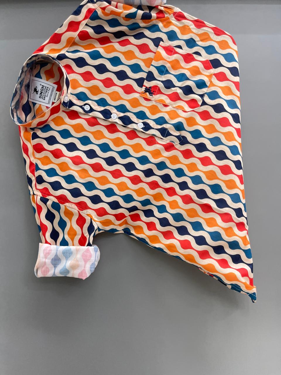 orange Red Printed Short Kurta