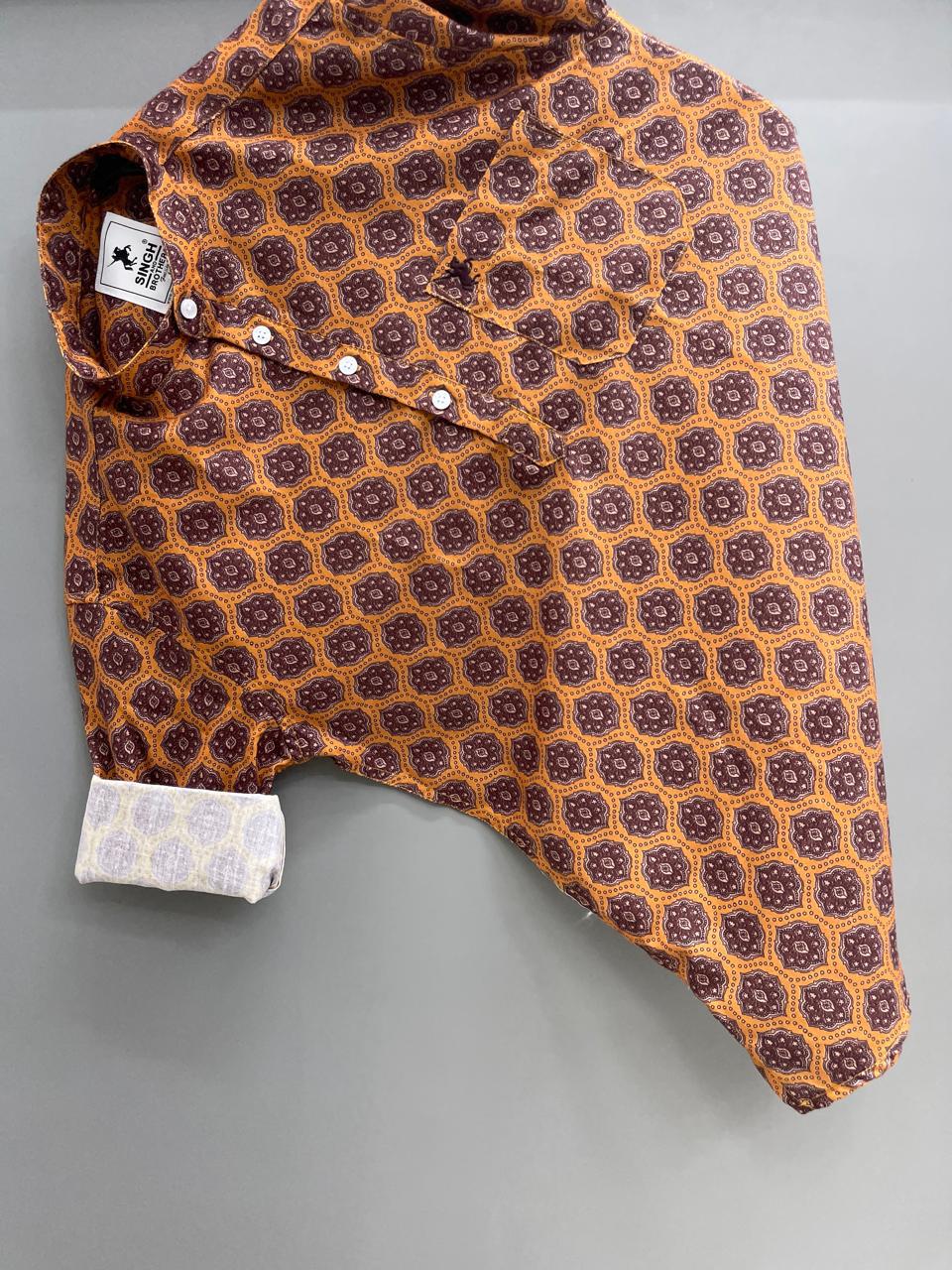 Brown Printed Short Kurta