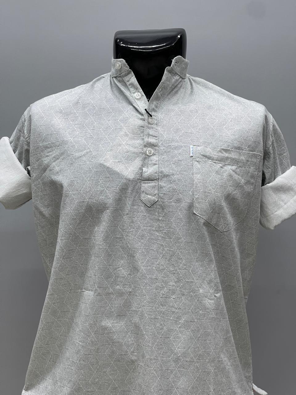 Grey Printed Short Kurta