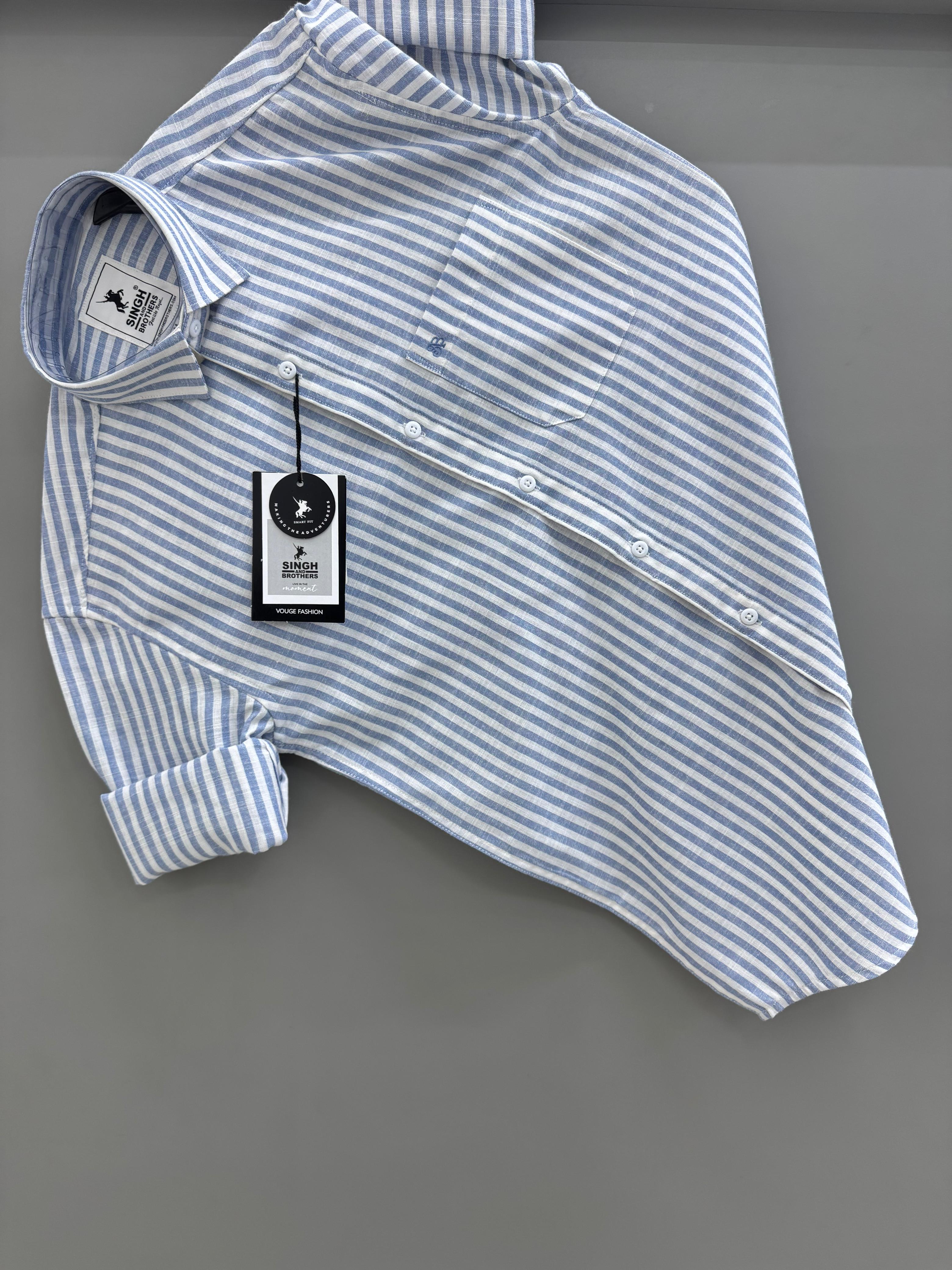 White with Blue Strip Shirt