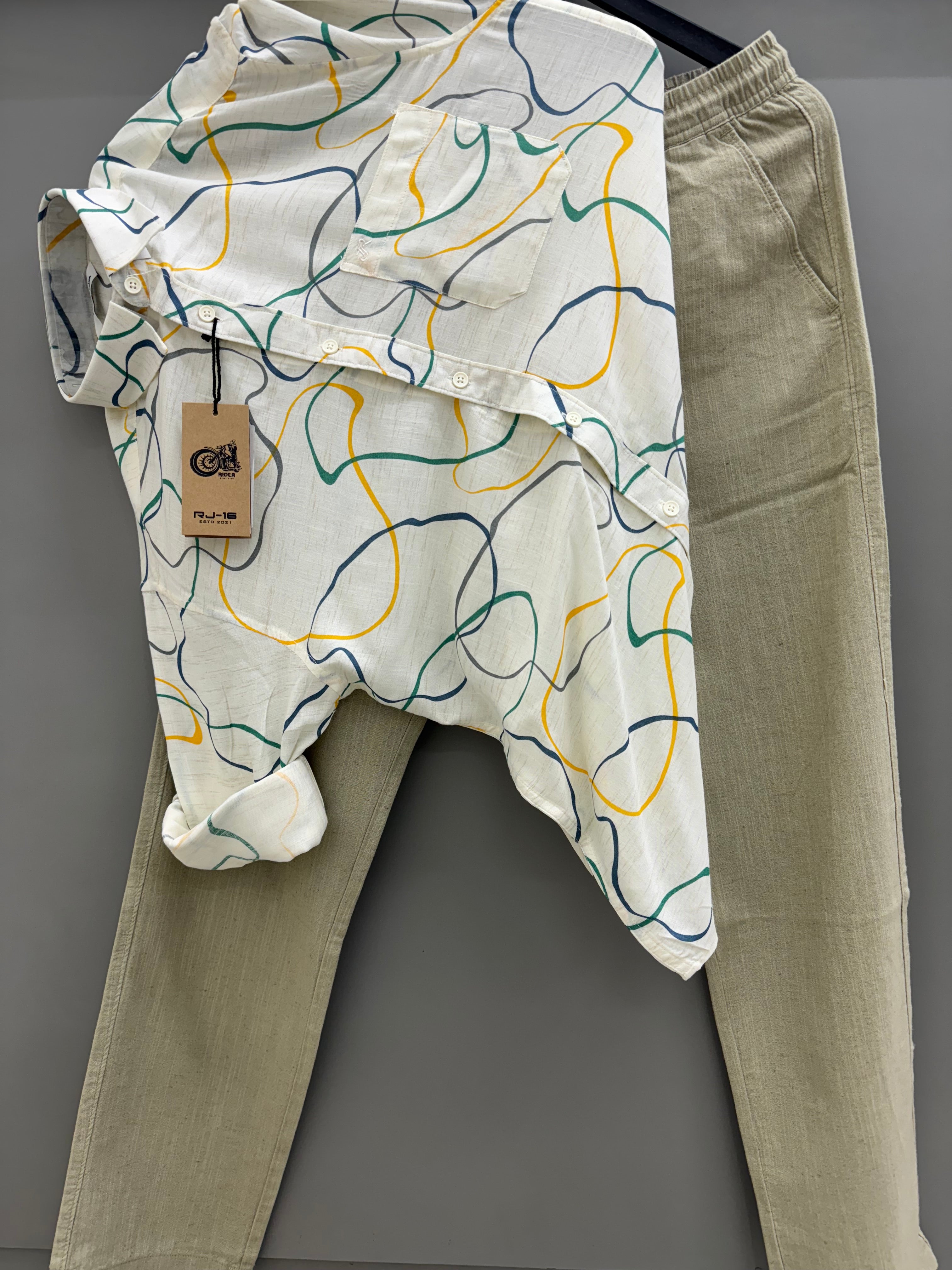 Linen printed shirt with linen pant