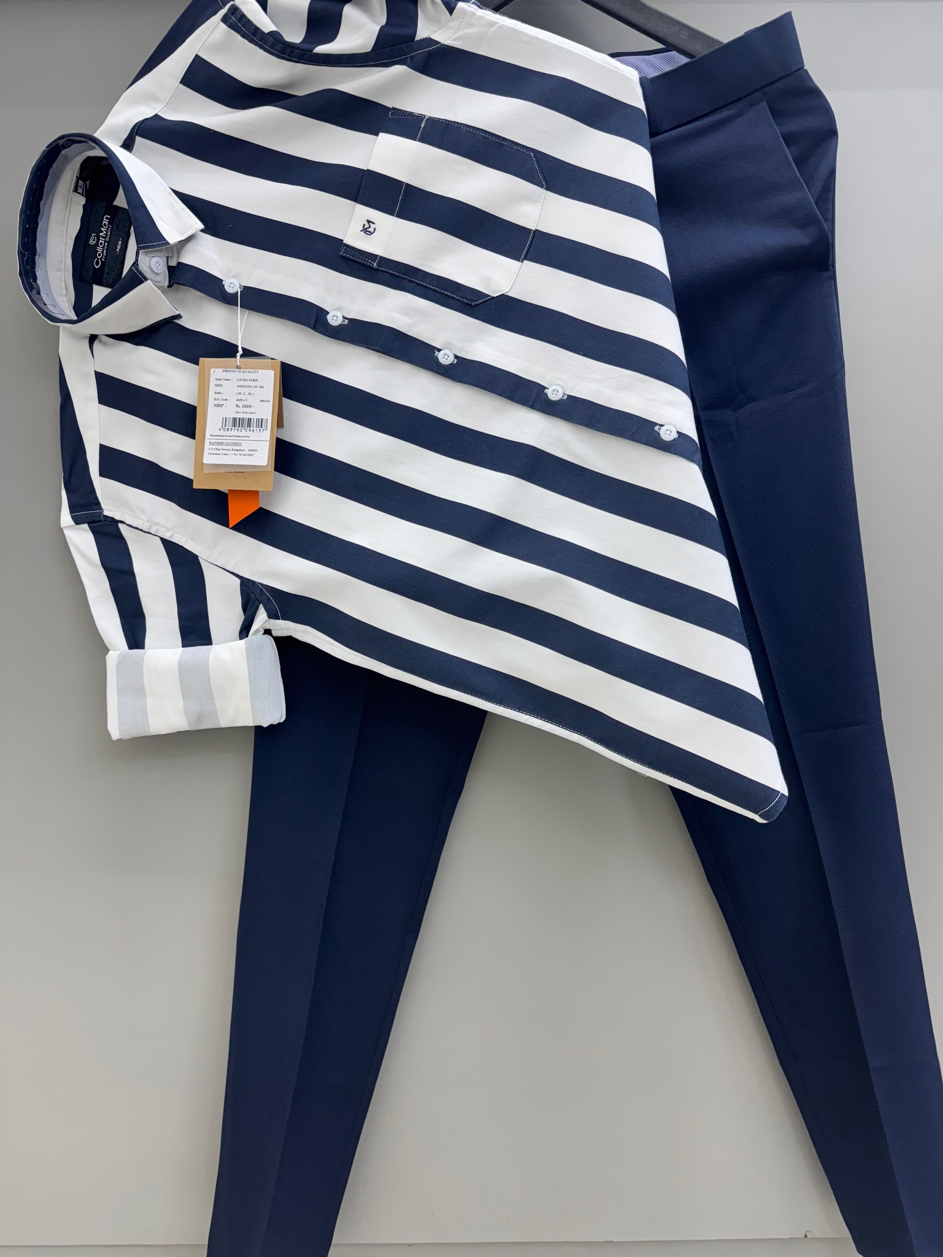 Lycra Strip Shirt With Trouser pant