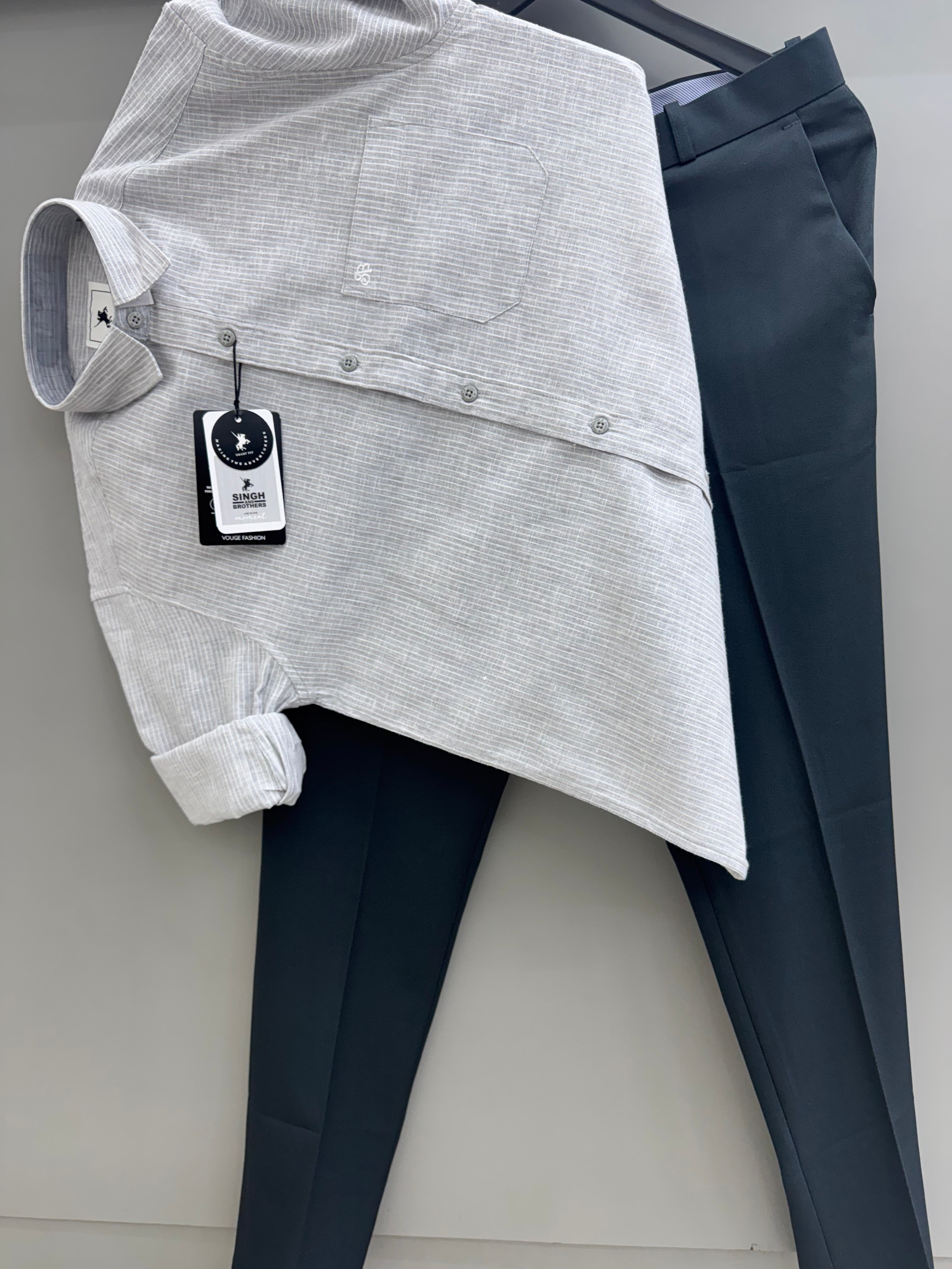 LINEN Strip Shirt With formal pant