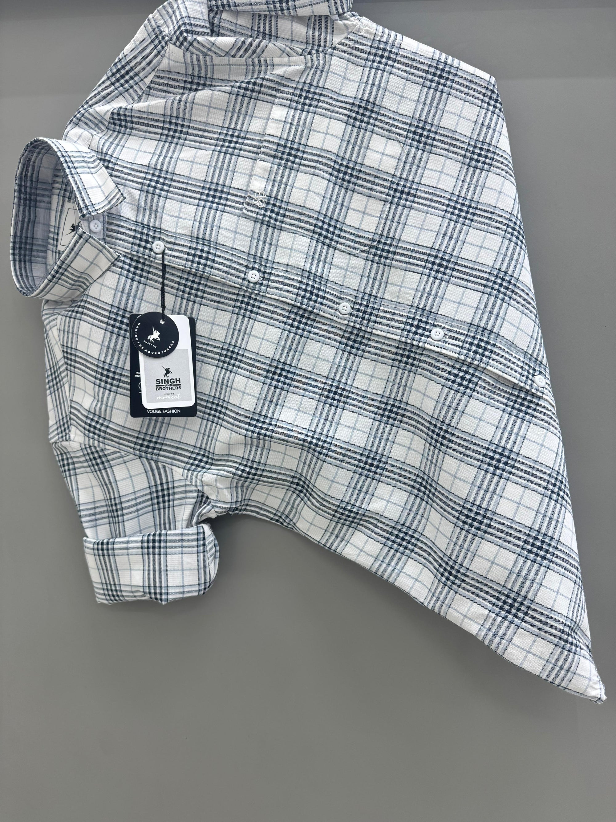 Classic Blue Grid Checks