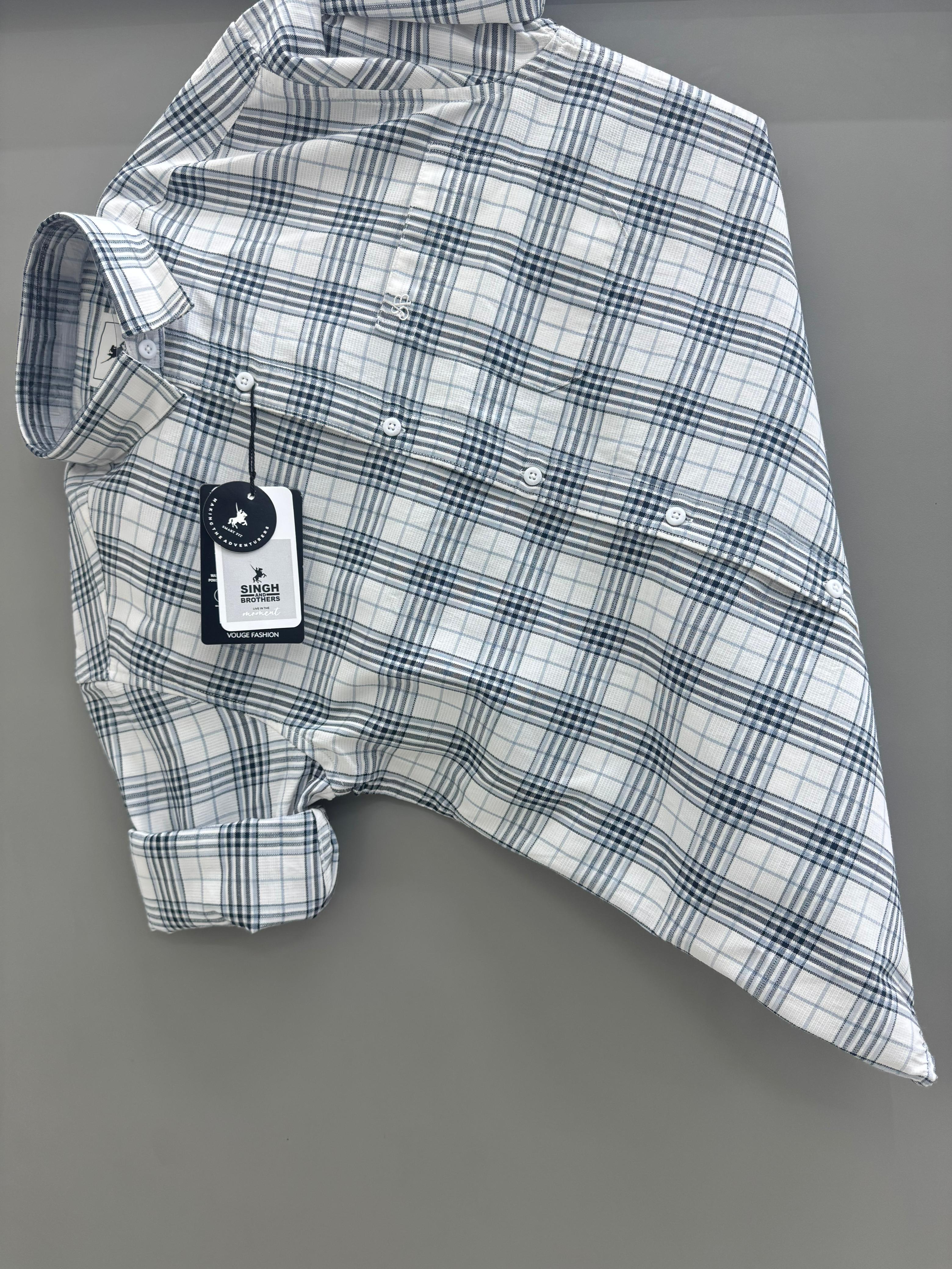 Classic Blue Grid Checks