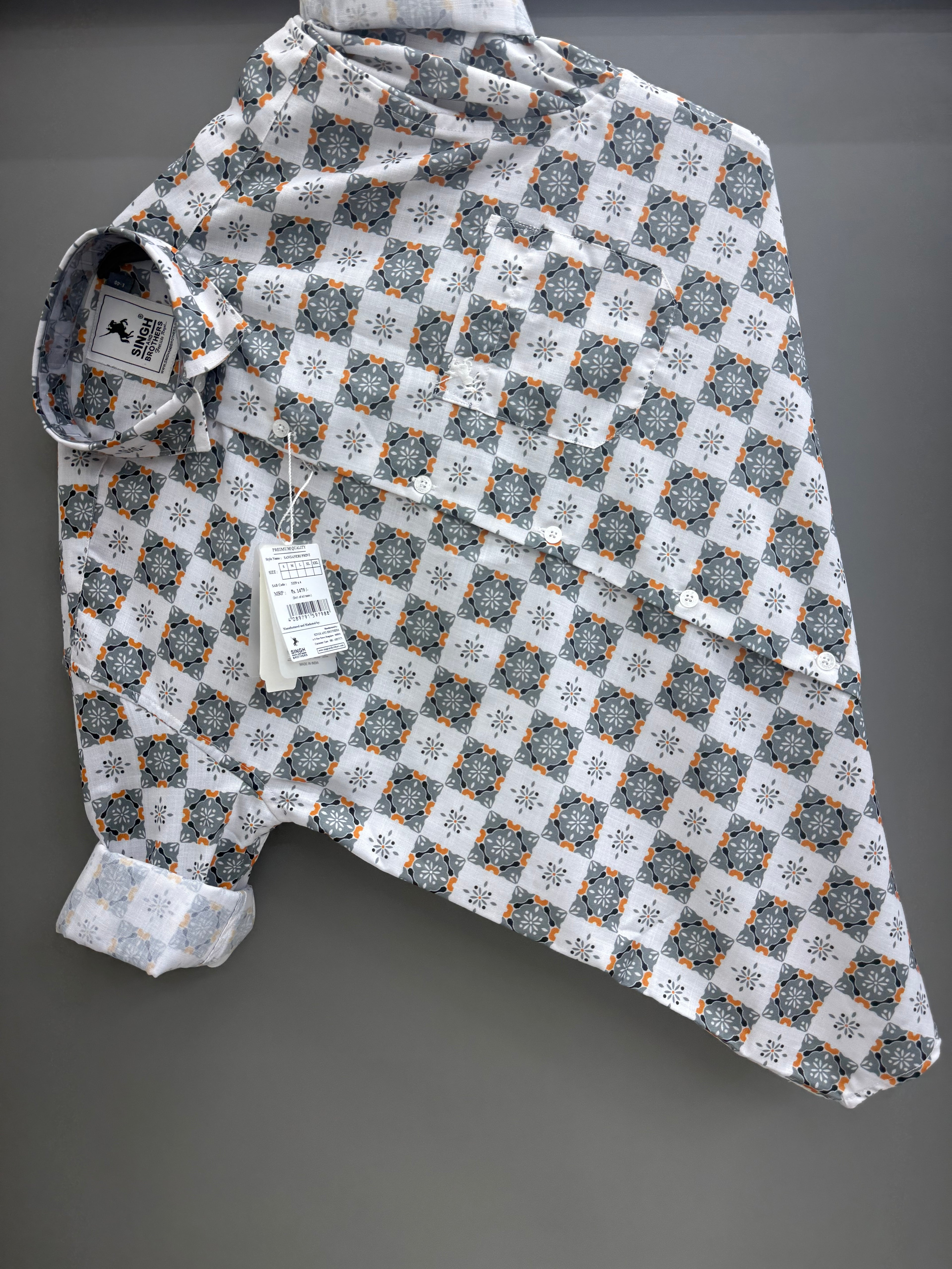 printed shirt green white