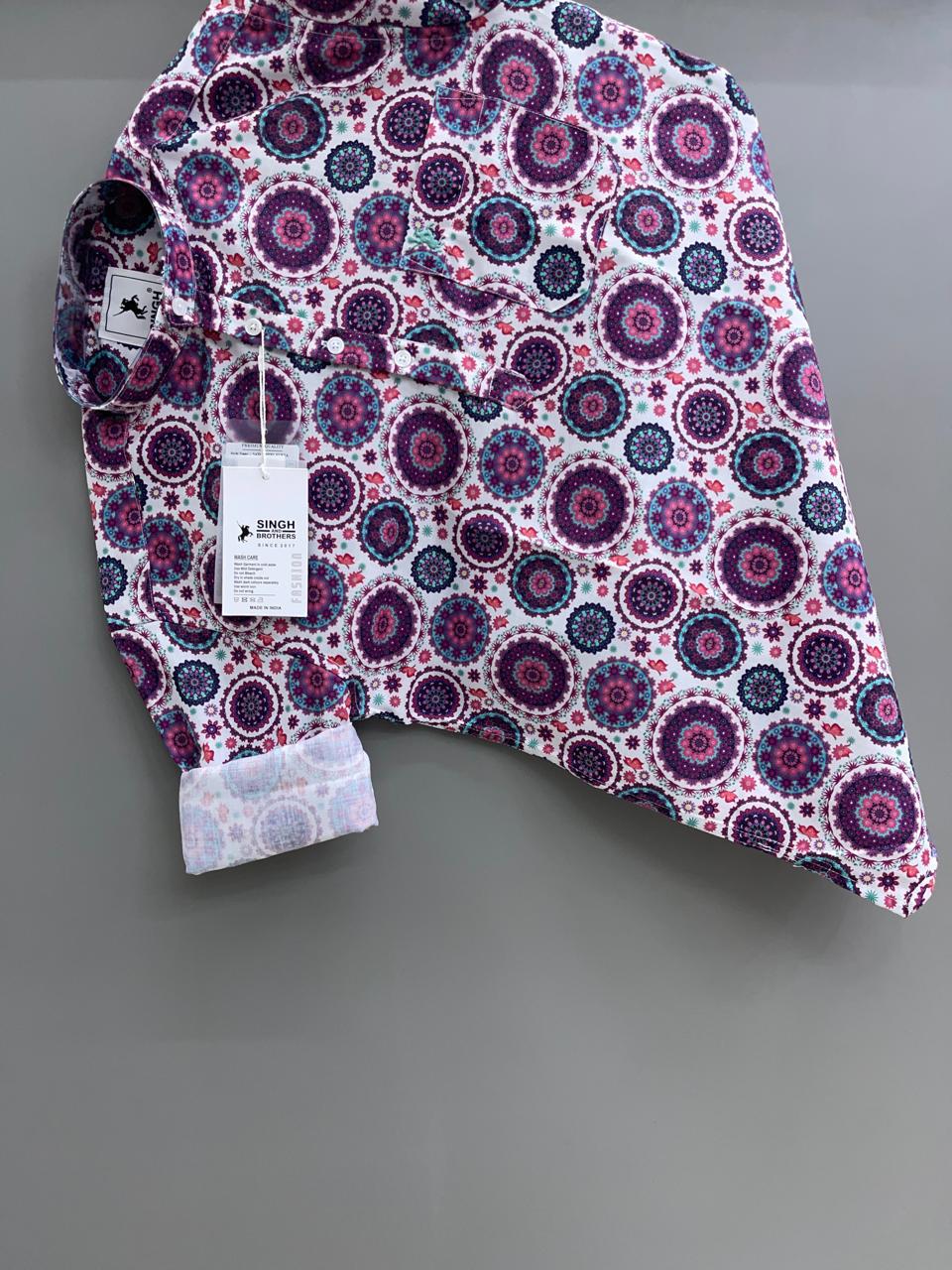Purple Printed Short Kurta