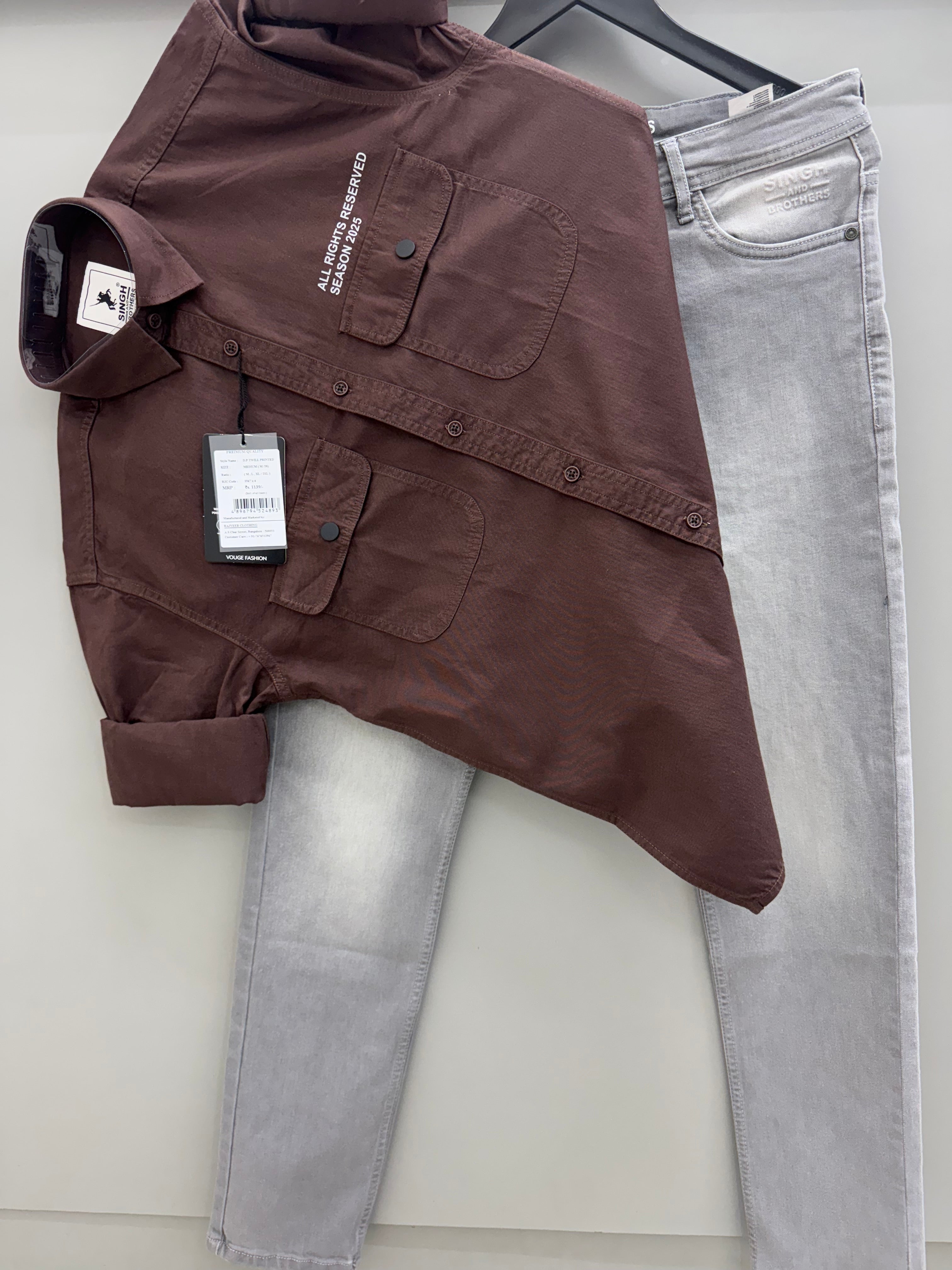 Double pocket Shirt With jeans pant