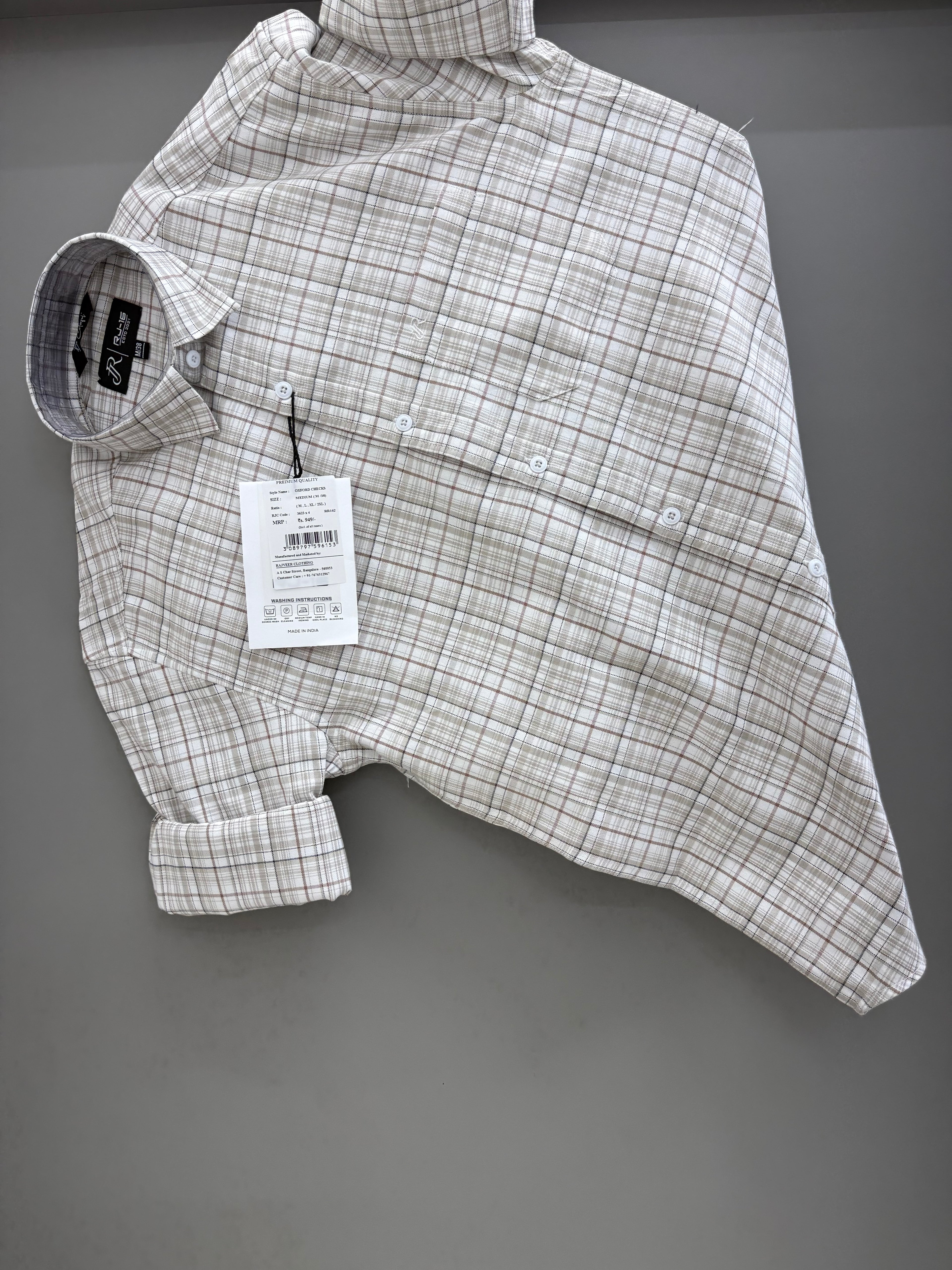 Light cream check shirt