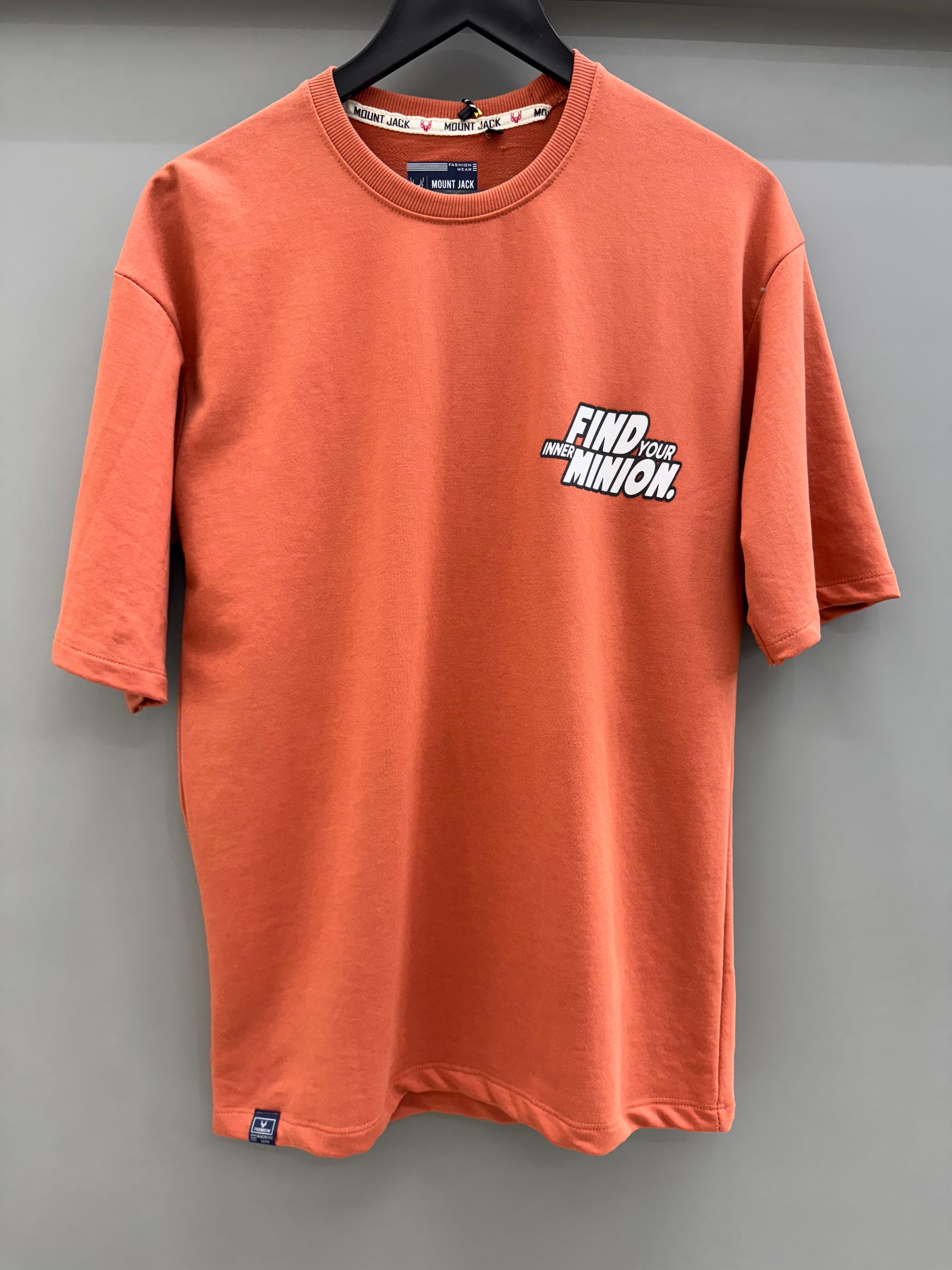 Drop Sholder Orange Printed T-shirts