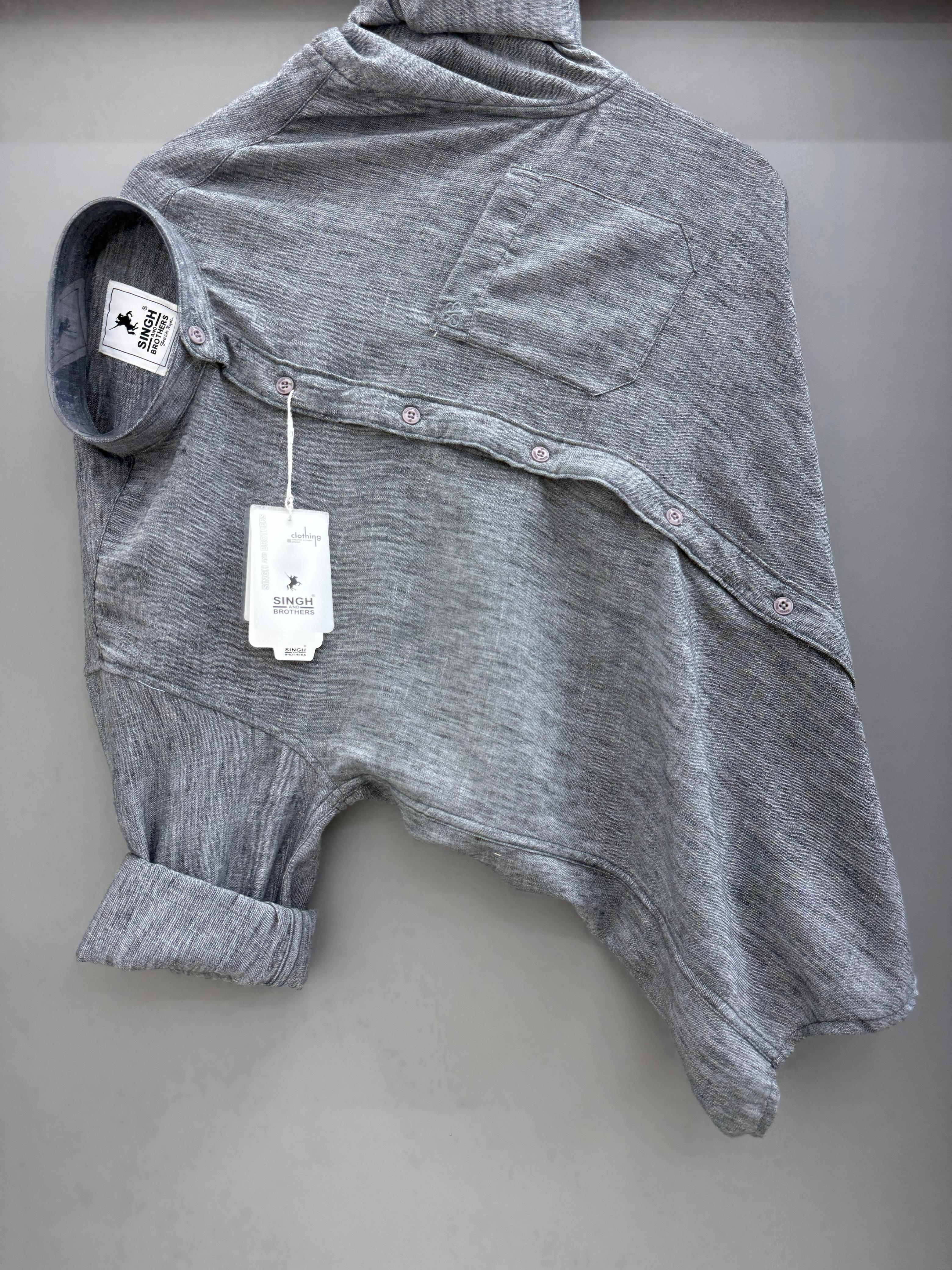 imp linen chinese collar grey
