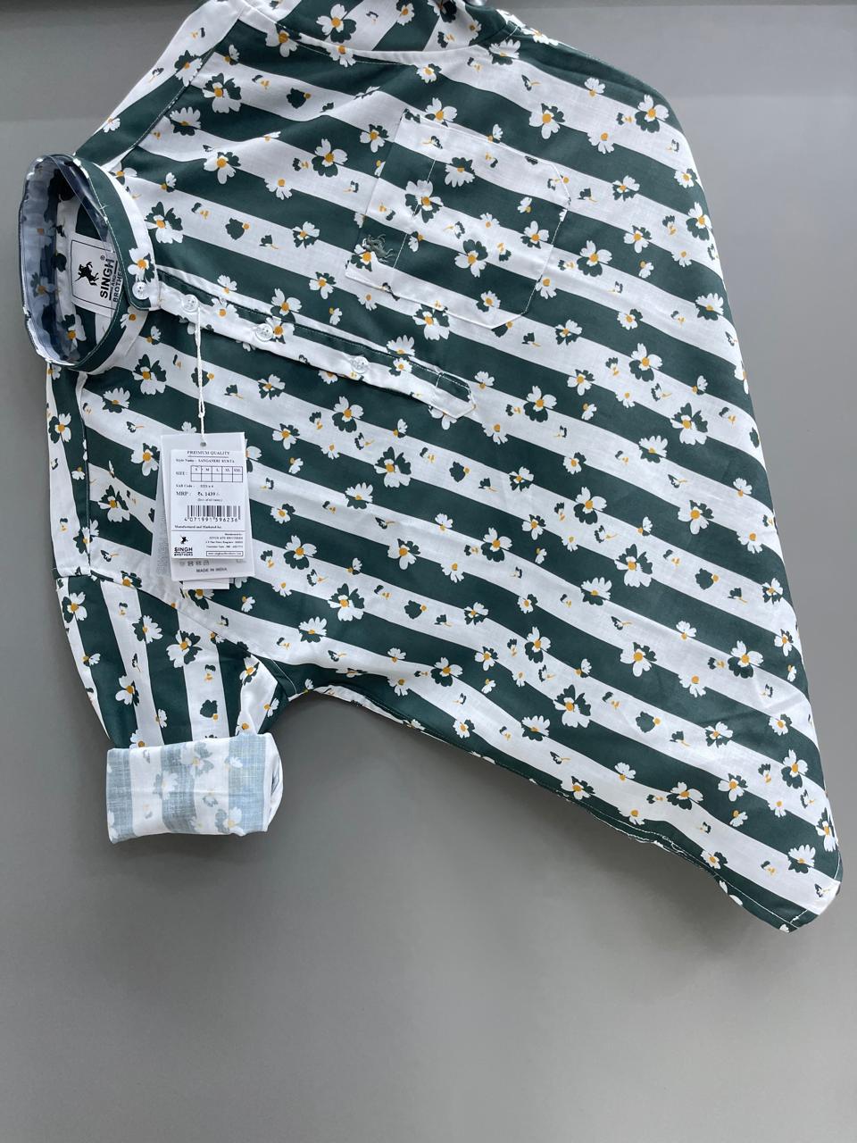 Green flower Printed Short Kurta